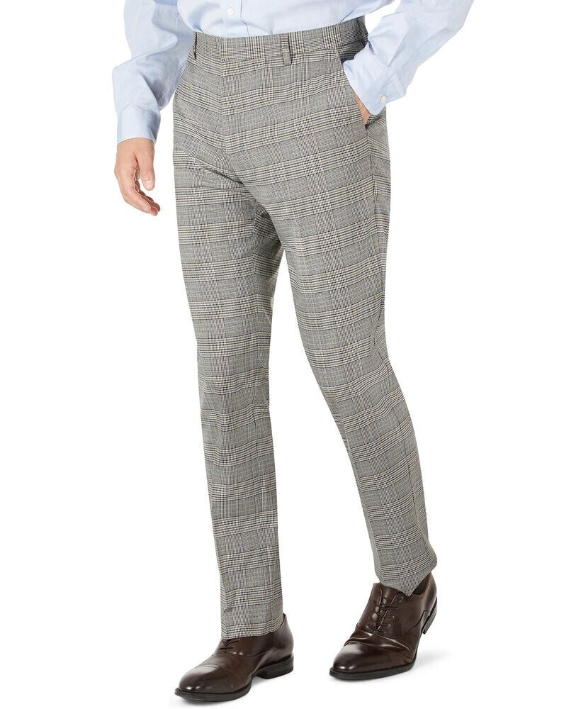 Tommy Hilfiger Mens Modern Fit Stretch Check Pants Brown Size 46 X 32 SALE $95