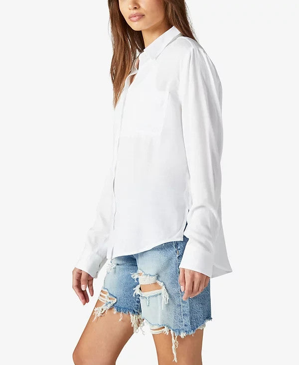 Lucky Brand Boyfriend Button-Down Shirt White Size S MSRP $80