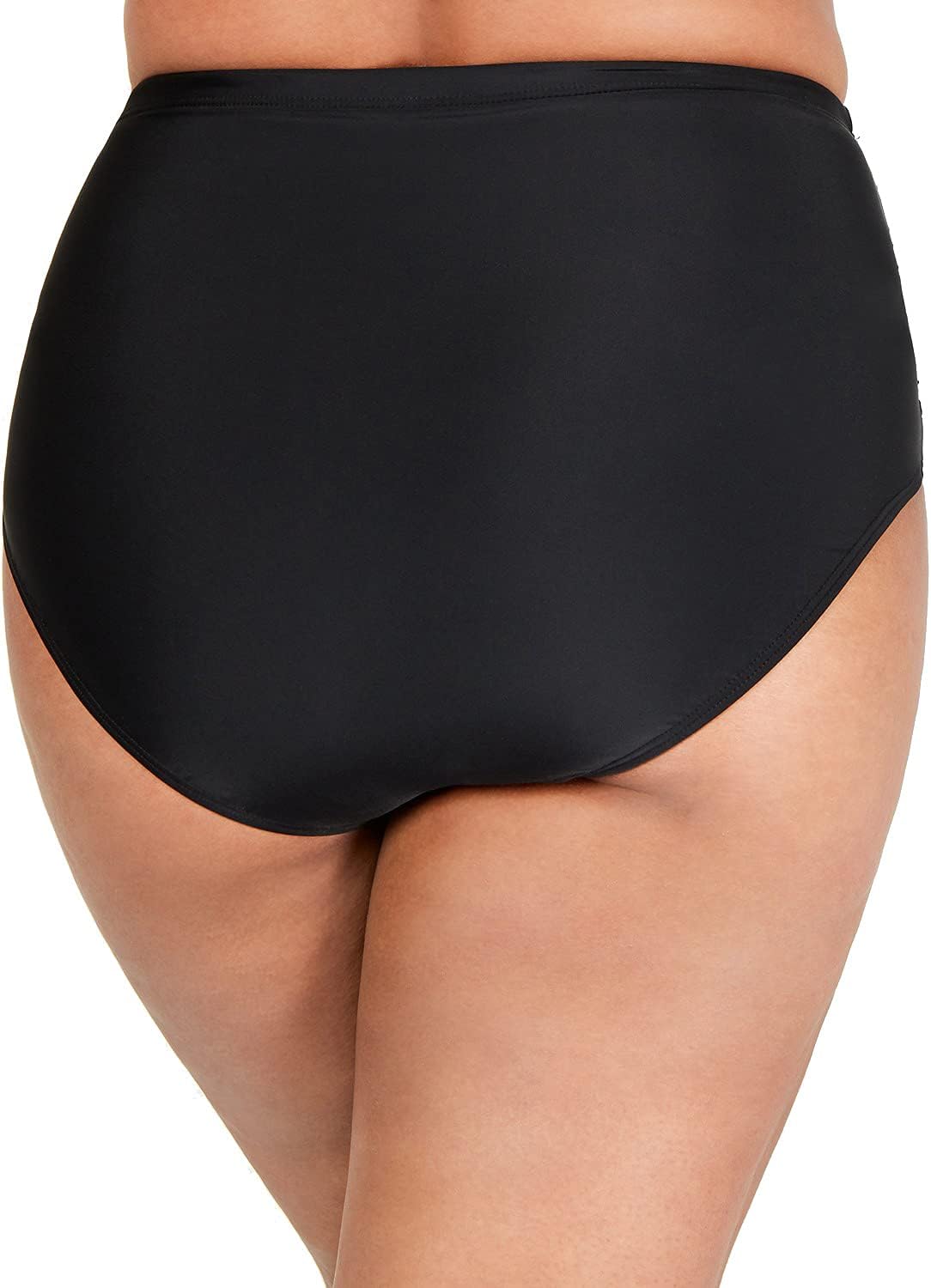 Island Escape Women's South Beach Ruched Hipster Swim Bottom Black Plus Size 18W