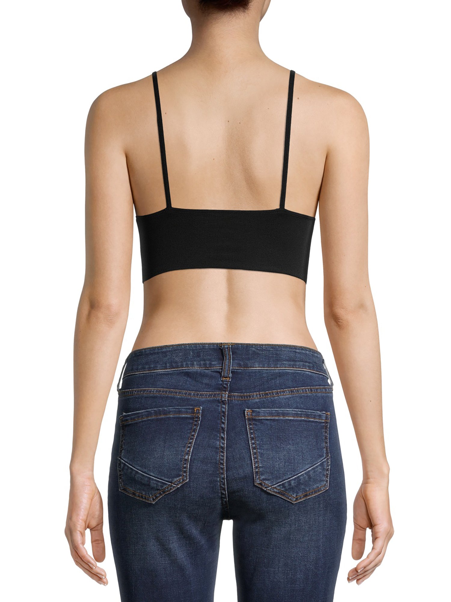 Free People Juniors' Andi Square Neck Seamless Top Black Size M/L