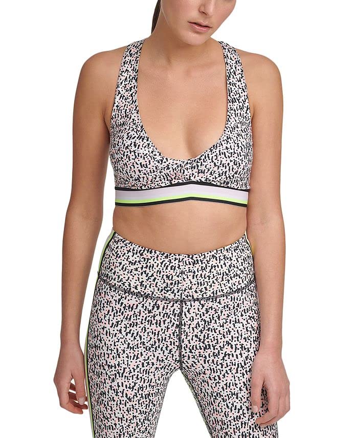 DKNY womens Sport Printed Low-Impact Sports Bra, Plexi, Size XS