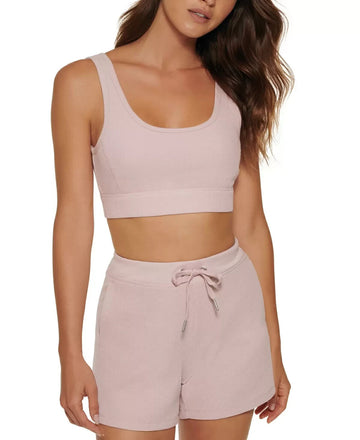Calvin Klein Womens Thermal Scoop Neck Low Impact Sports Bra Pink Size M MSRP$40