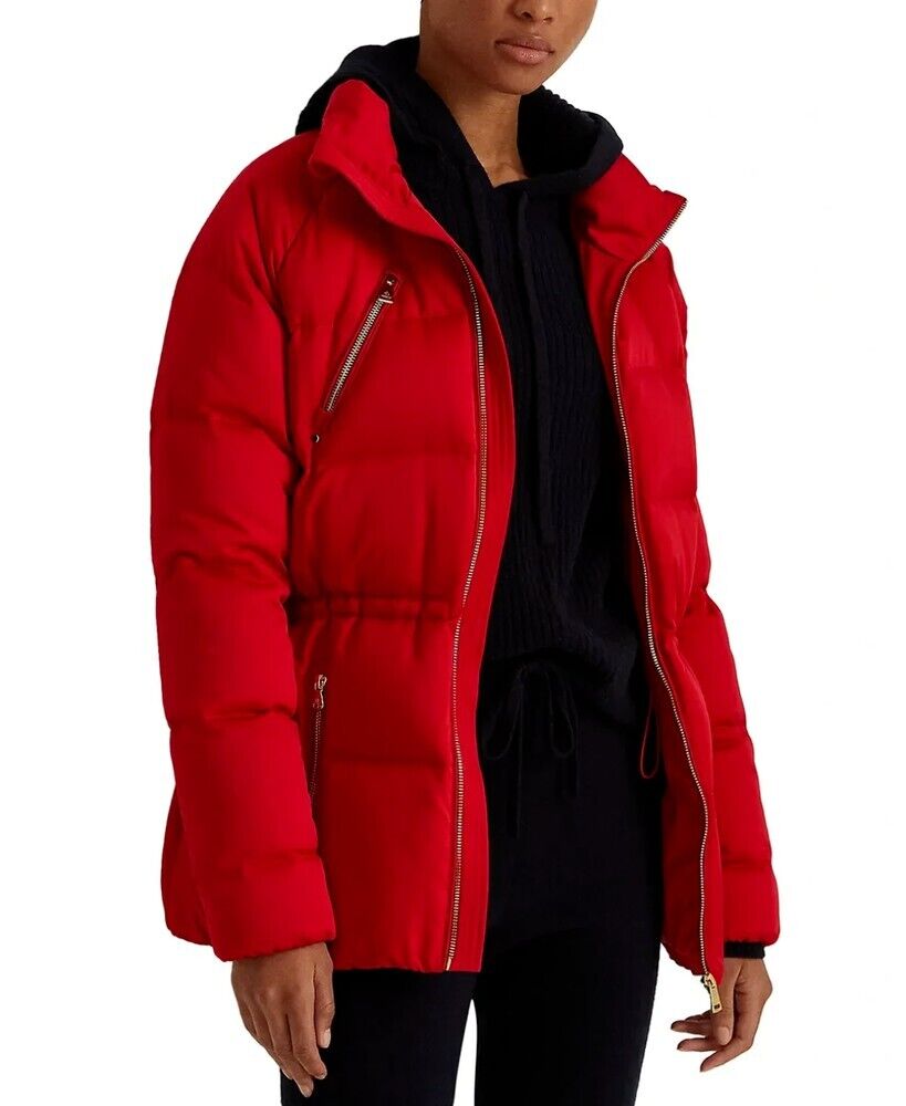 Lauren Ralph Lauren Satin Down Jacket (Small, Red) Retail $295