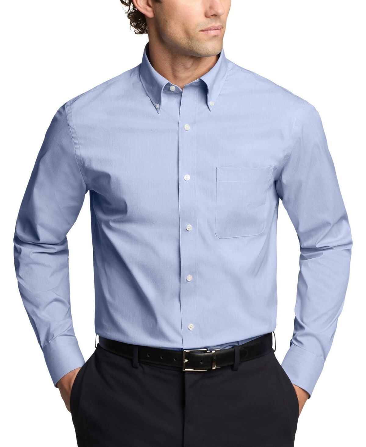 Calvin Klein Wrinkle-Resistant Stretch Dress Shirt Blue Size 15.5 x 34/35 $85