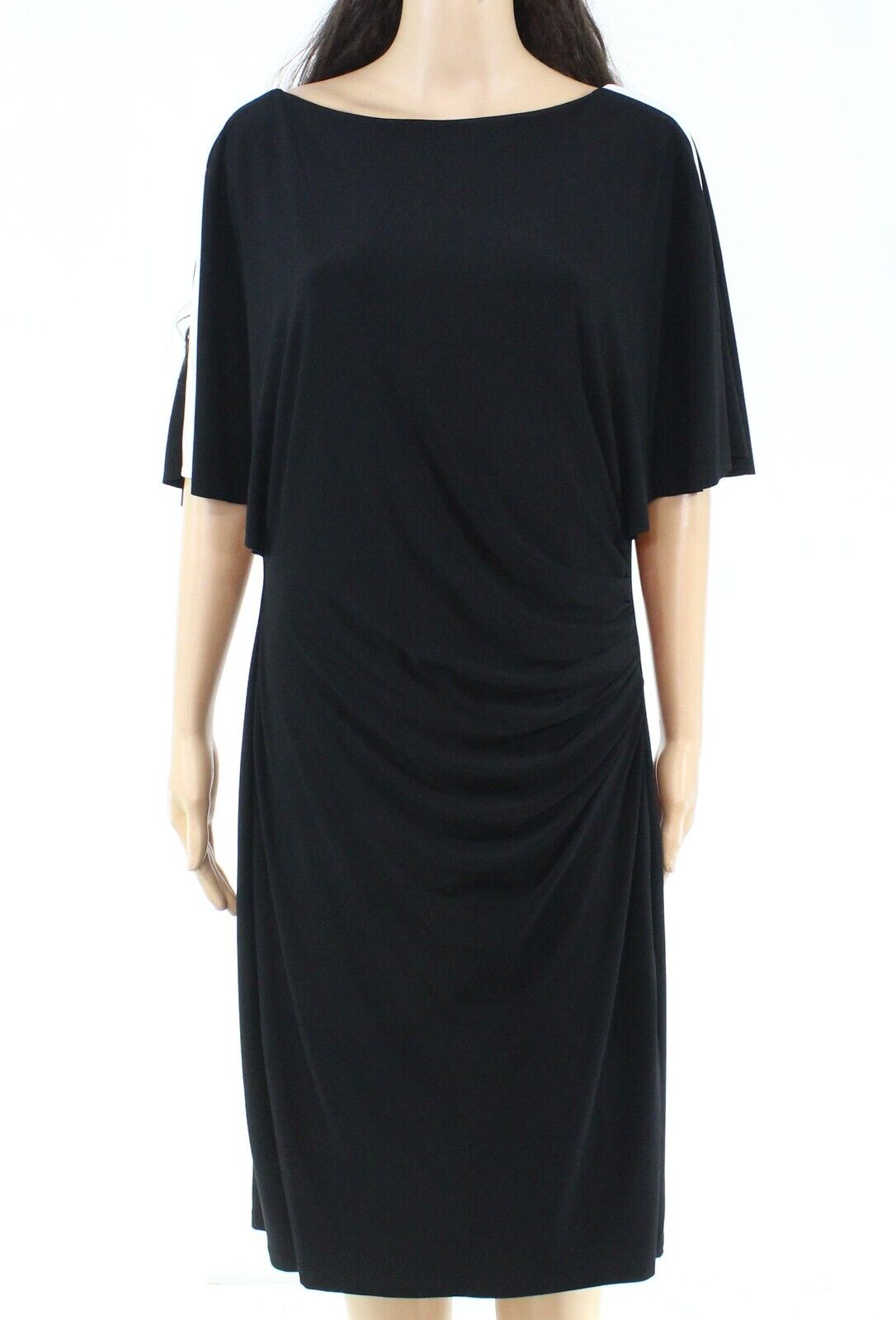 Lauren Ralph Lauren Womens Topaz Two Tone Cape Sleeves Dress Size 6 Black