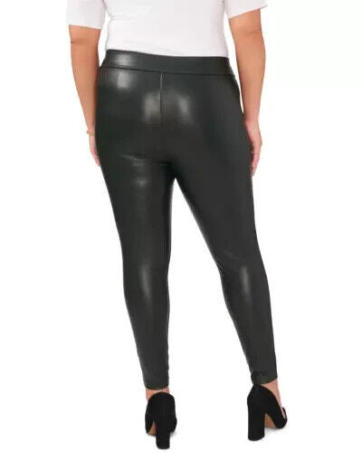 Vince Camuto Womens Black PU Faux Leather Skinny Jeggings Pants Size 3X MSRP $89