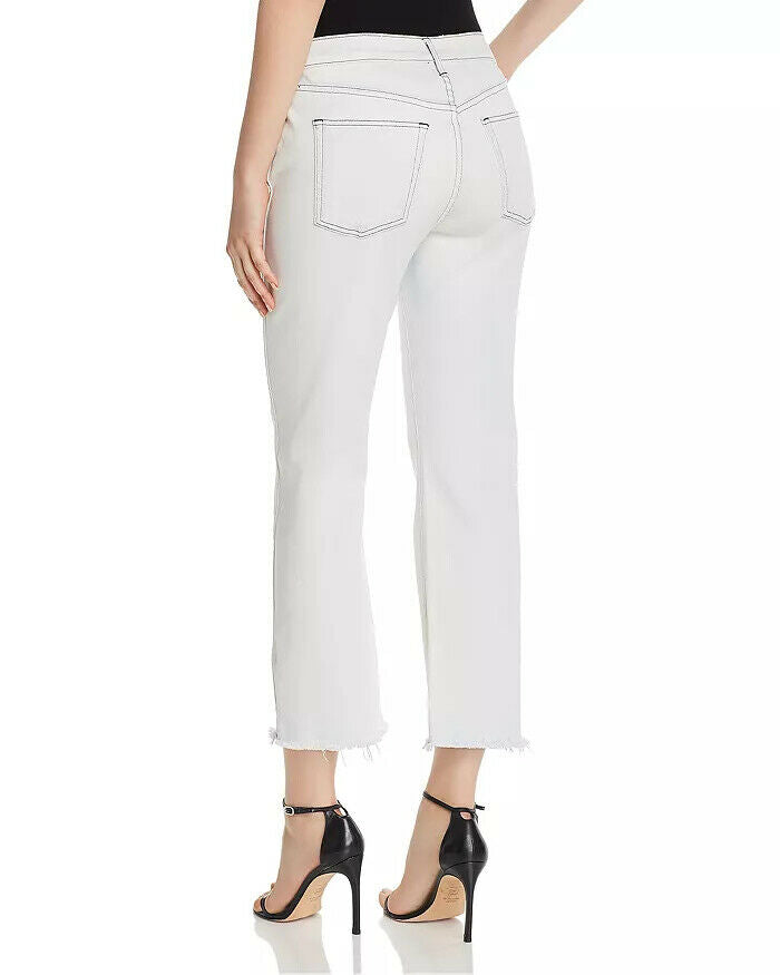 3x1 Austin High Rise Straight Crop Jeans Size 24 Raw Hem Light Blue MSRP $245