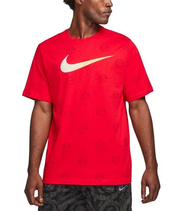 Nike Men's Swoosh Basketball Logo Graphic T-Shirt Red Size S MSRP $25