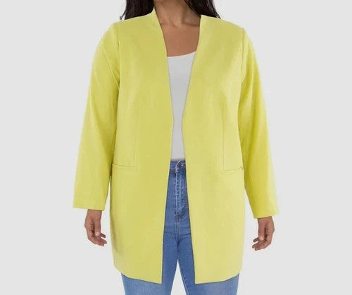 Calvin Klein Women Yellow Open-Front Blazer Jacket Coat Plus Size 20W SALE $169