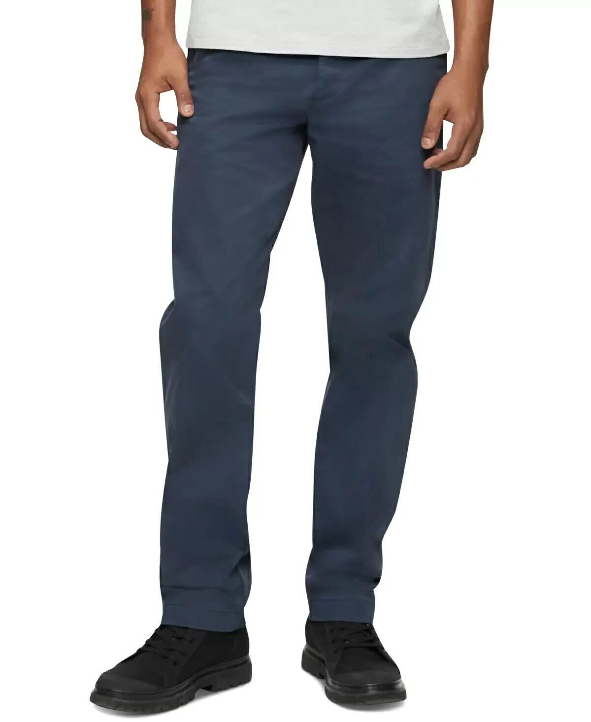 CALVIN KLEIN Men's Straight-Fit Stretch Chino Pants Navy Blue 38X30 MSRP $80