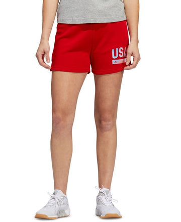 ADIDAS Women's Americana Drawstring Shorts Red Size M