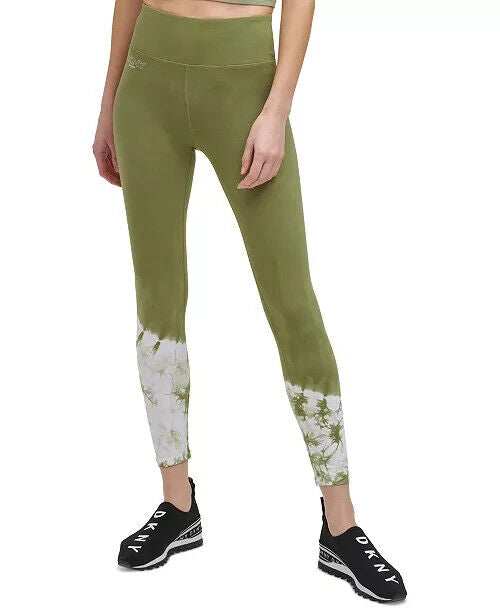 DKNY Sport Womens Tie-Dyed-Hem 7/8 Leggings Green Size S MSRP $60