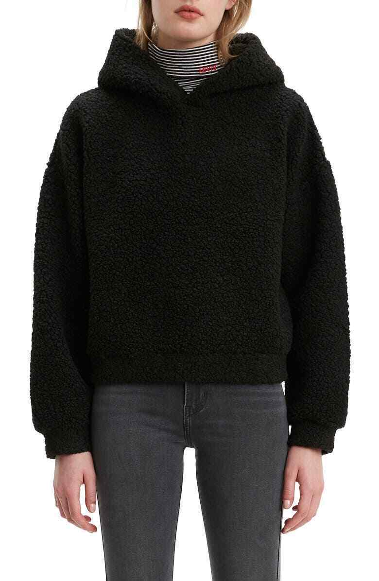 Levi's Anna Logo Black Hoodie Sweater Black Size M MSRP $80