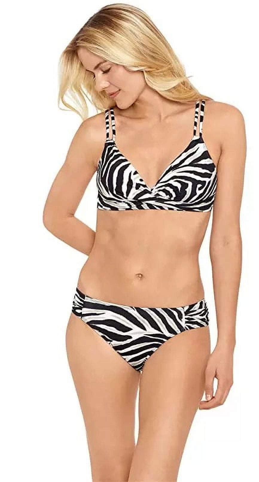 Ralph Lauren BROWN Zebra Shirred Side Tab Hipster Bikini Swim Bottom, US Size 12