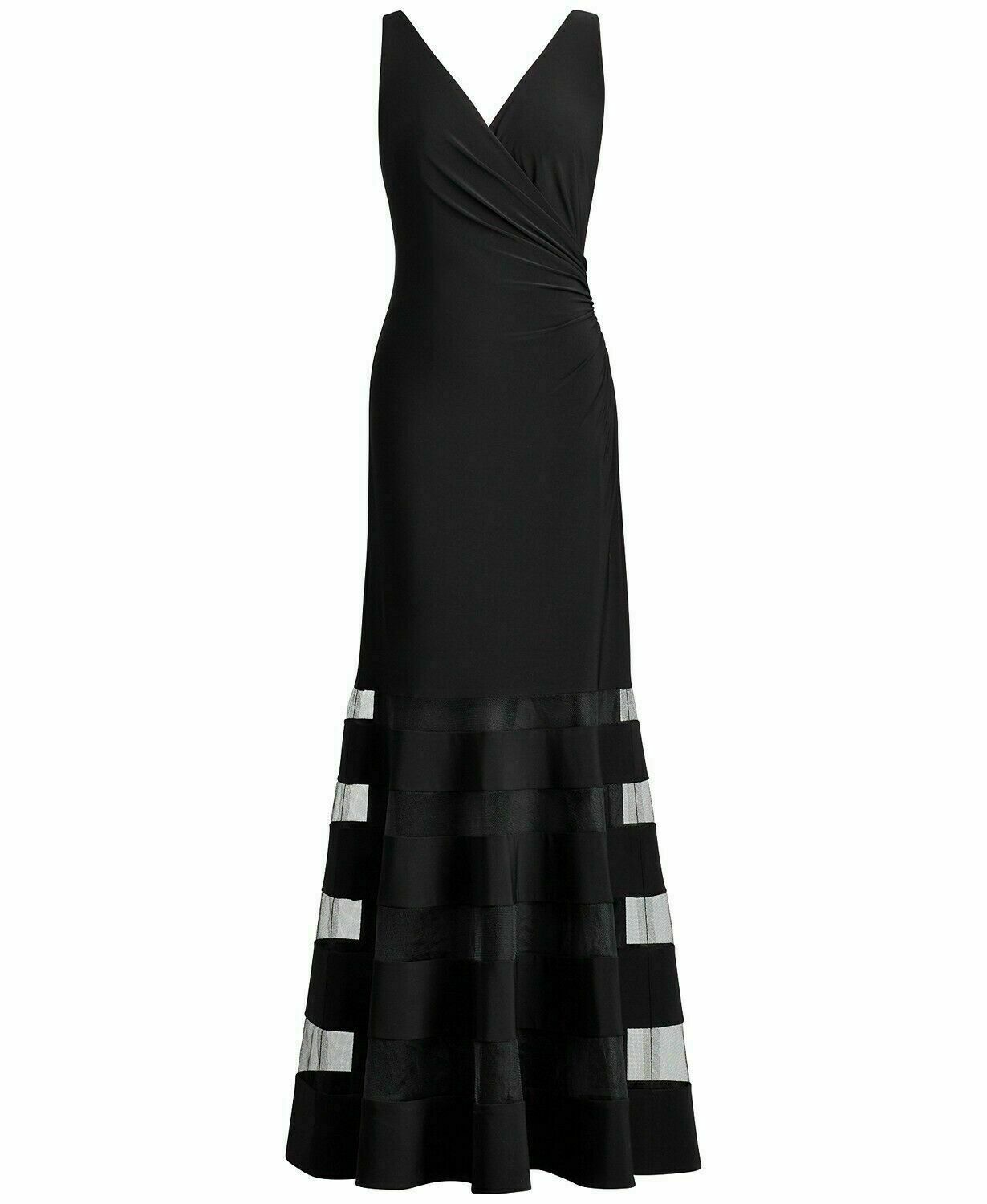 Lauren Women's Illusion Stripe Gown dress Blue Navy Size 4 MSRP $240