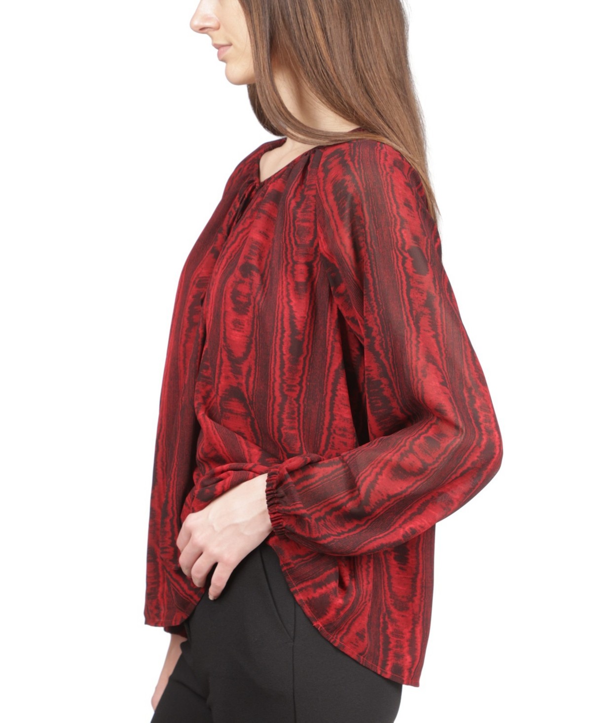 Michael Kors Women's Moire Tie-Neck Dressy Blouse, Red, Size M
