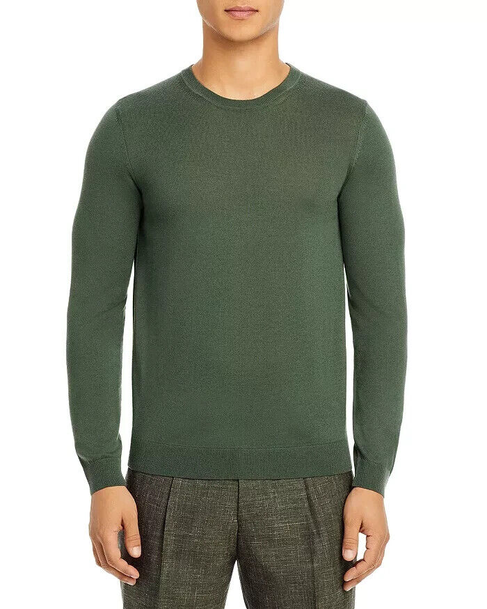 HUGO BOSS Leno-P Merino Wool Crewneck Sweater Olive Green Size XXL MSRP $158