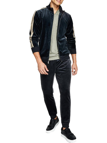 INC Mens Velour Sweatshirt Track Jacket Black Size XXL