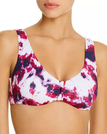 AQUA Swim Knotted Tie-Dyed Bikini Top Womens Purple Size L MSRP $48
