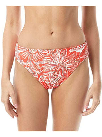 Vince Camuto Standard Reversible HIGH Leg Bikini Bottom, Poppy 670 Size S Orange