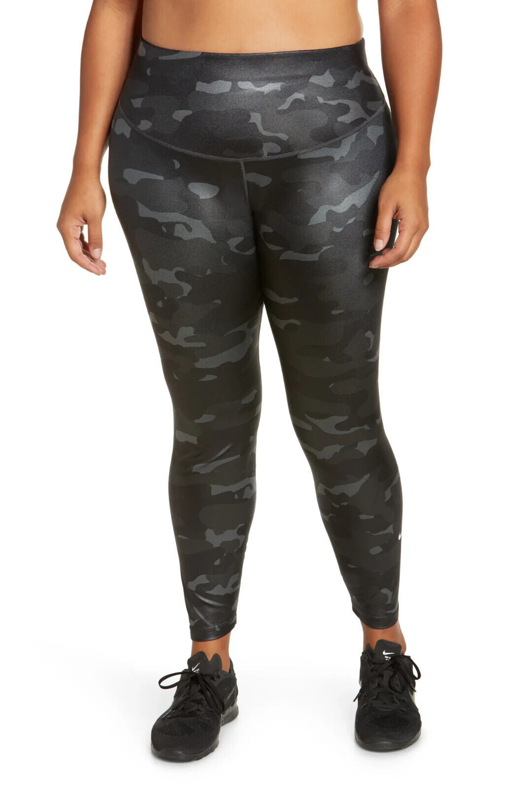 Nike One Plus Size Mid-Rise Camo-Print Leggings Black Gray Size 1X MSRP $70