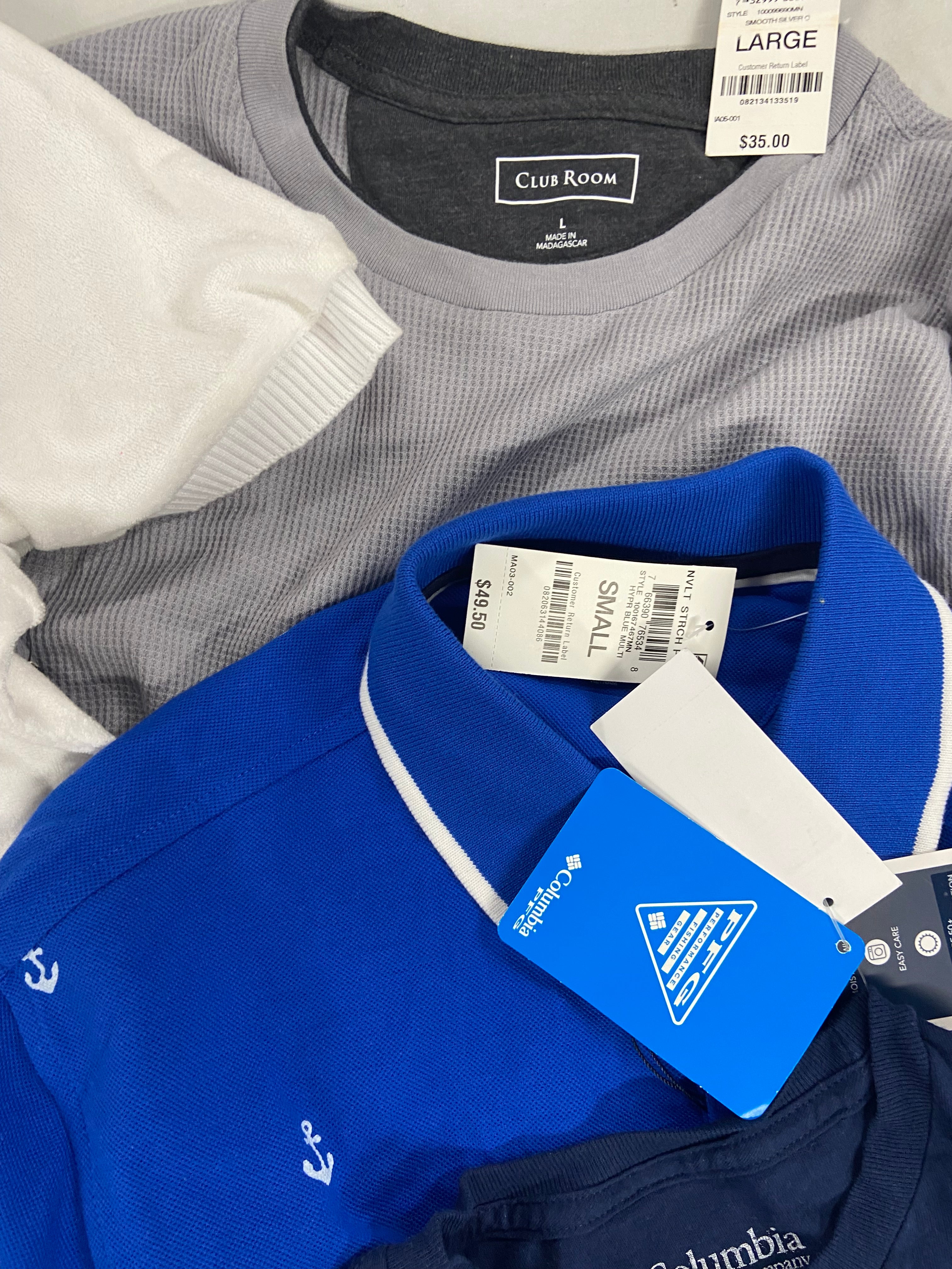 Men's Clothing Tops ADIDAS, COLUMBIA, KARL LAGERFELD, CLUB ROOM and more, Wholesale Lot 11 items, Shelf Pulls, MSRP $527
