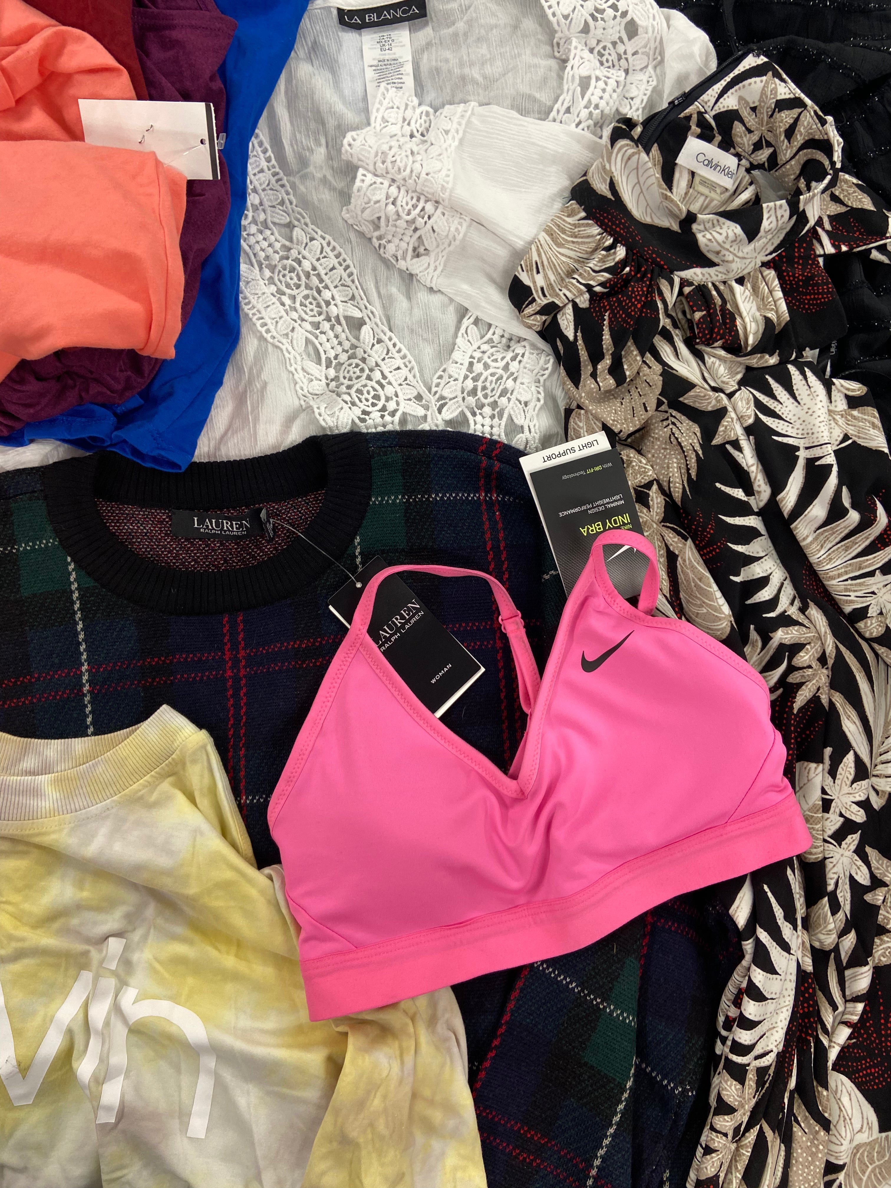 Women's Clothing Plus Size & Others Assorted Wholesale Lot, POLO RALPH LAUREN, NIKE, LA BLANCA, CALVIN KLEIN, FREE PEOPLE and more, 22 items, Shelf Pulls, MSRP $1,070