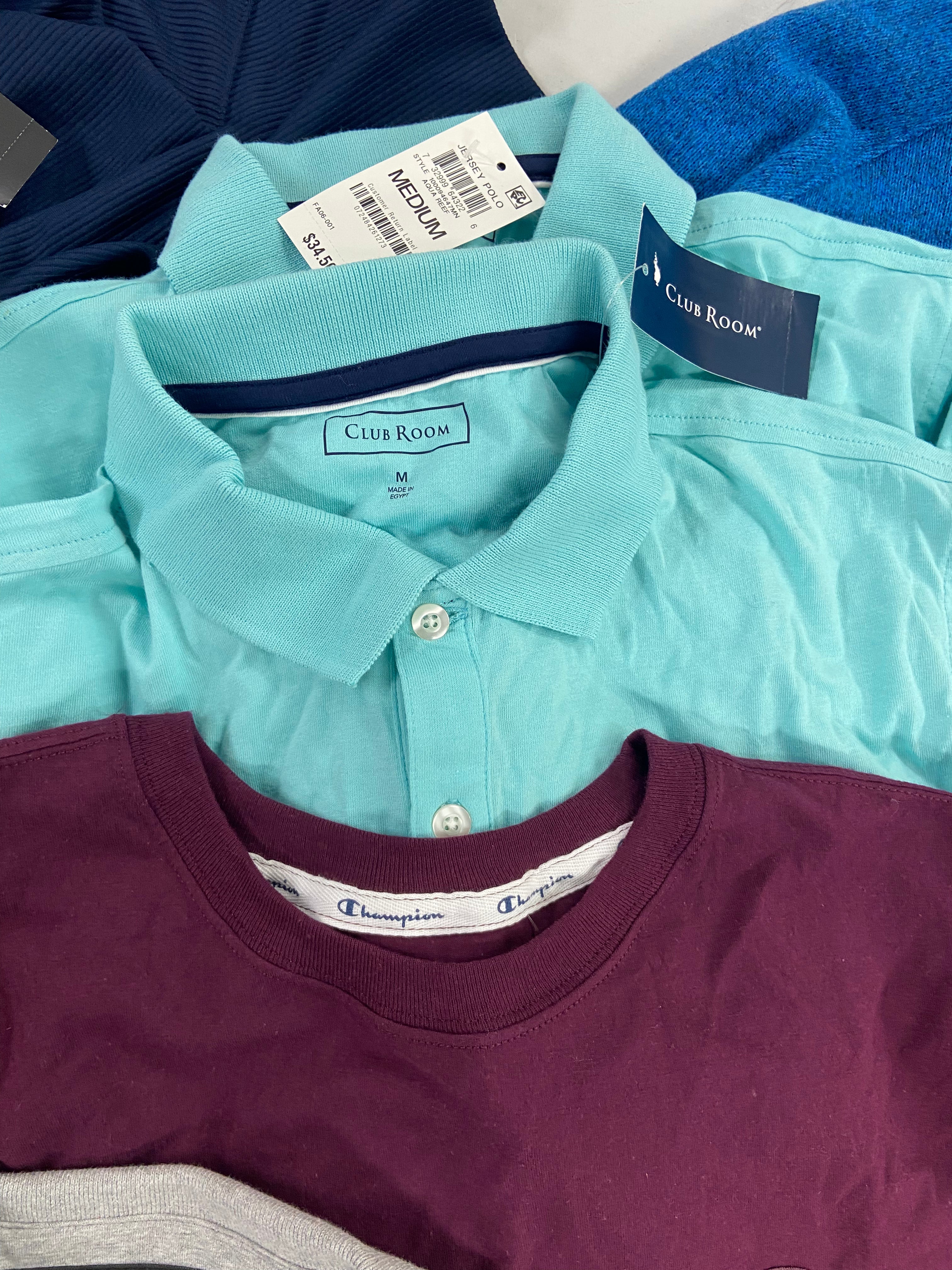 Men's Clothing Tops Wholesale Lot, ADIDAS, VOLCOM, DKNY, FILA, SPYDER, CLUB ROOM and more, 17 items, Shelf Pulls, MSRP $687