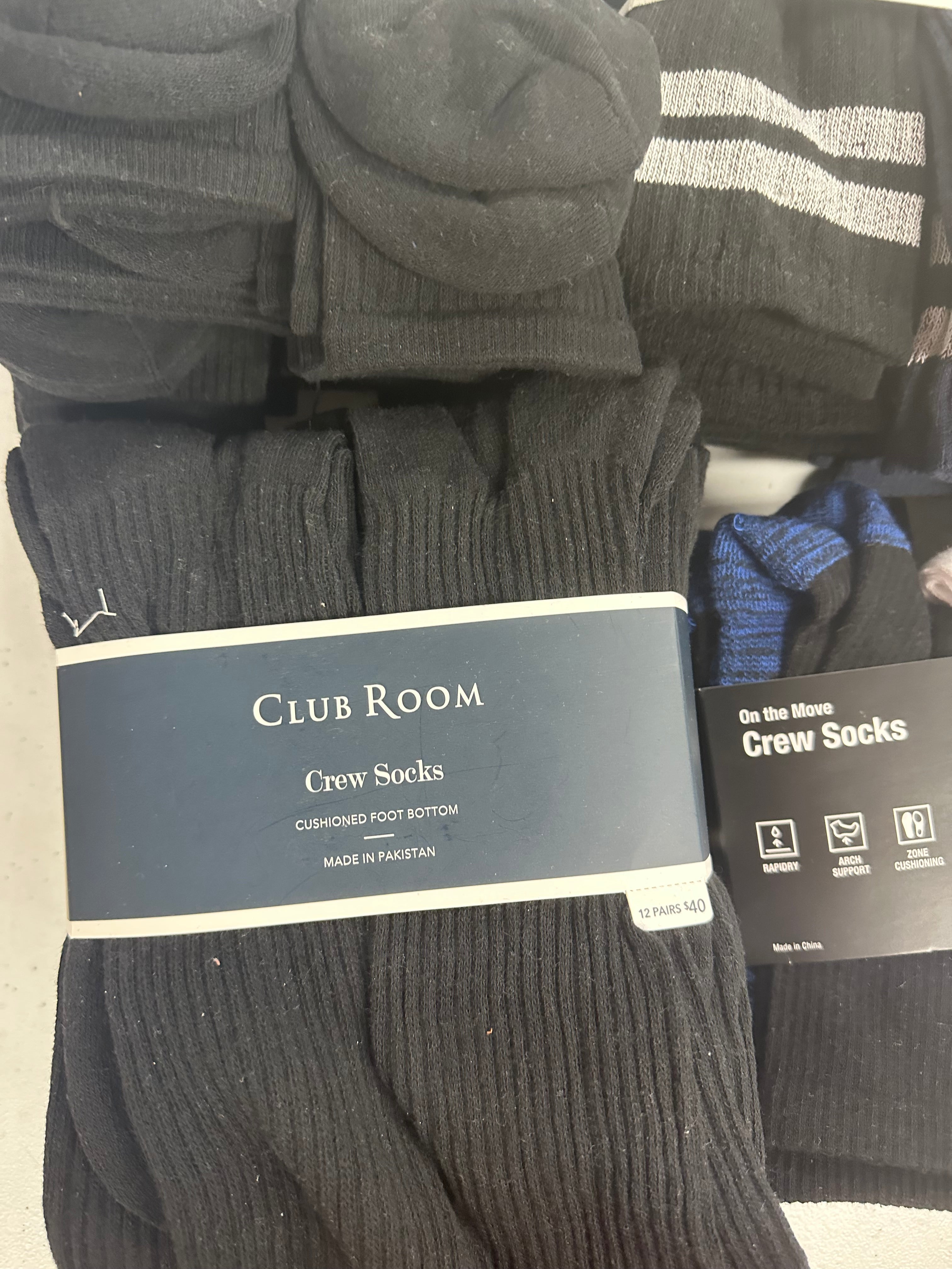 Men's Socks Wholesale Lot, TOMMY HILFIGER, CLUB ROOM, IDEOLOGY, 10 items, Shelf Pulls, MSRP $324