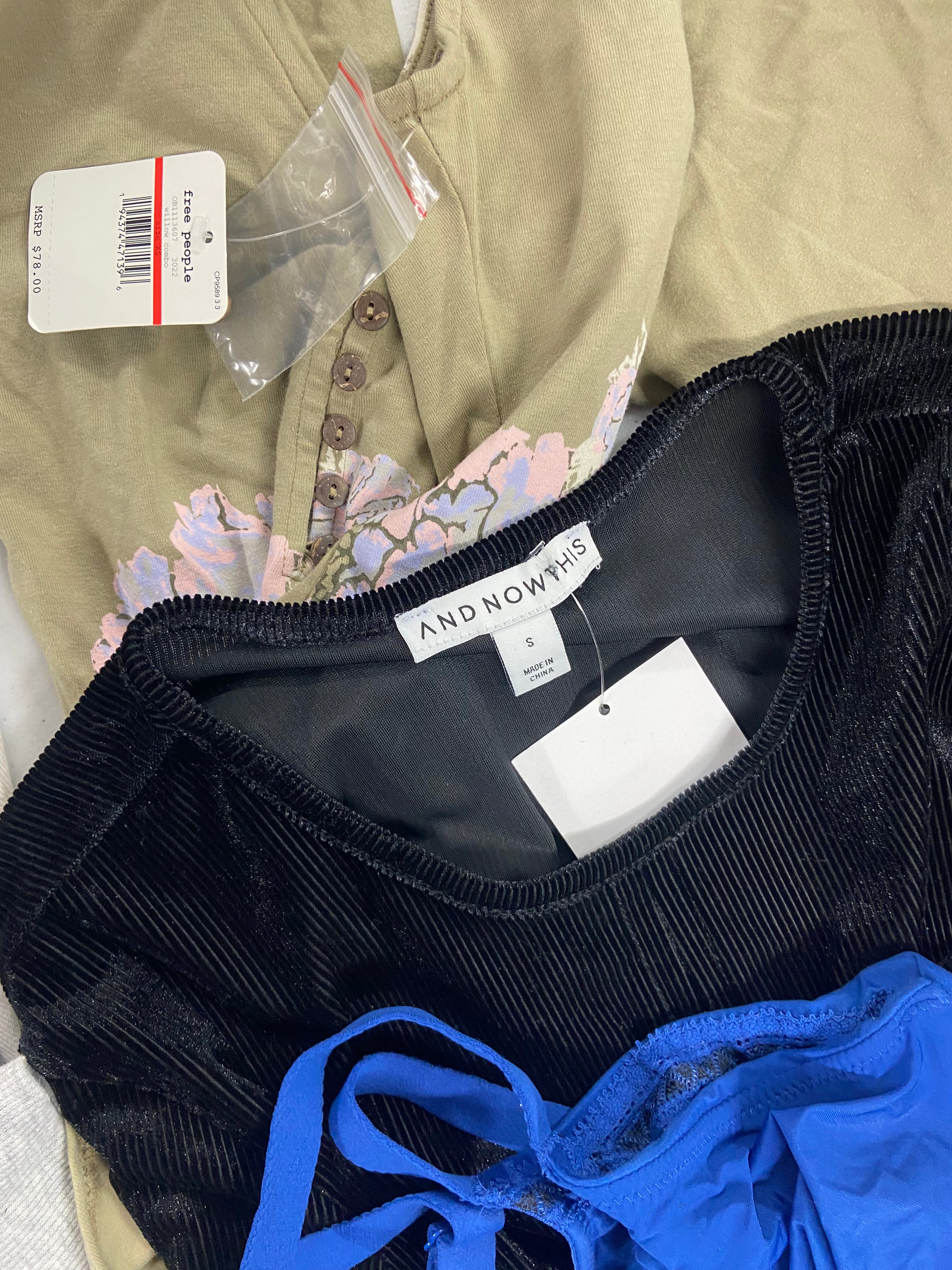 Women's Clothing Assorted Wholesale Lot, FREE PEOPLE, WACOAL, FOSSIL, IDEOLOGY and more, 23 items, Shelf Pulls, MSRP $974