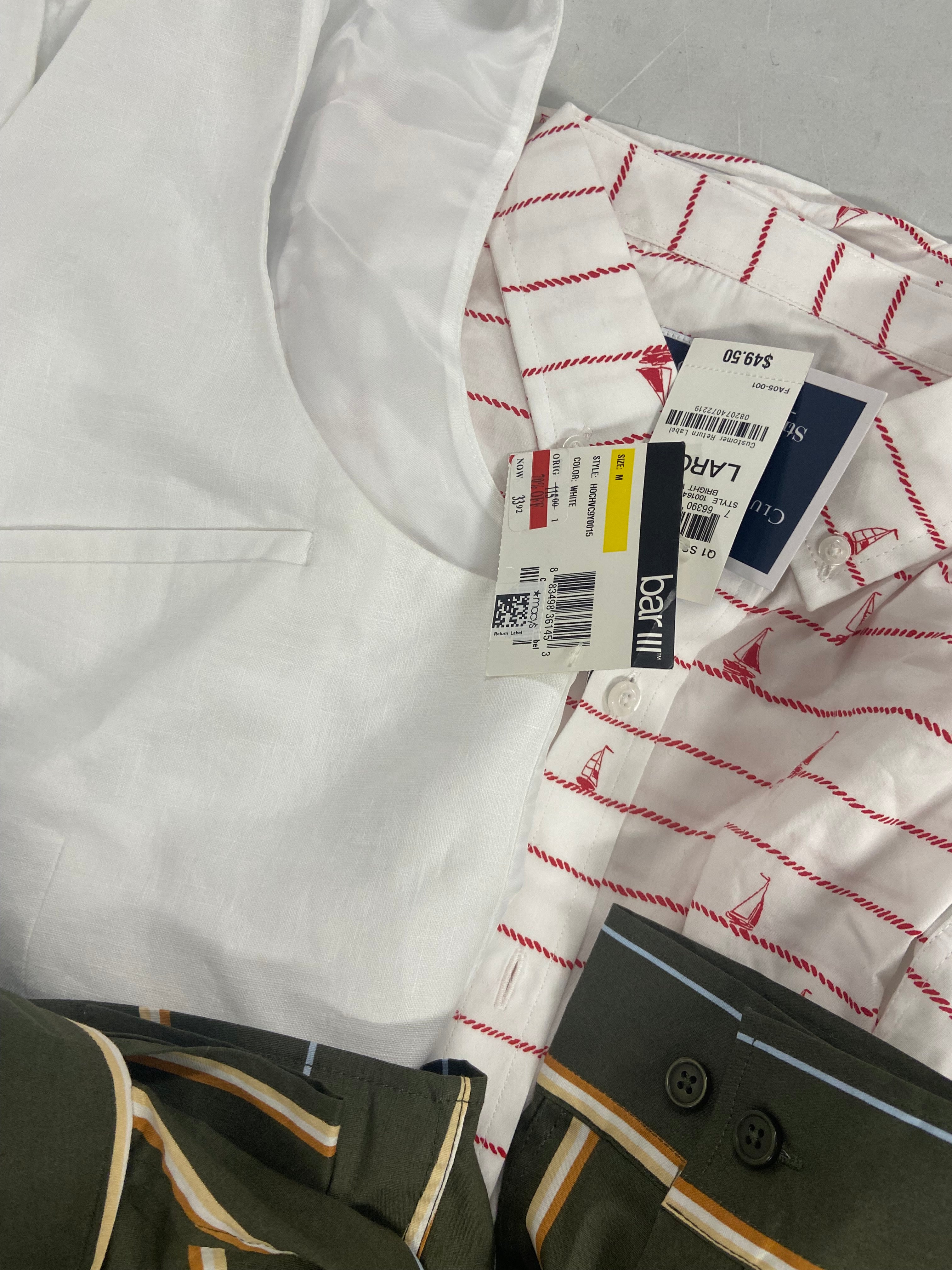 Men's Clothing Button-Down Shirts & Others, Wholesale Lot, TOMMY BAHAMA, CALVIN KLEIN, THE MEN'S STORE, AND NOW THIS, CLUBROOM and more, 13 items, Shelf Pulls, MSRP $858