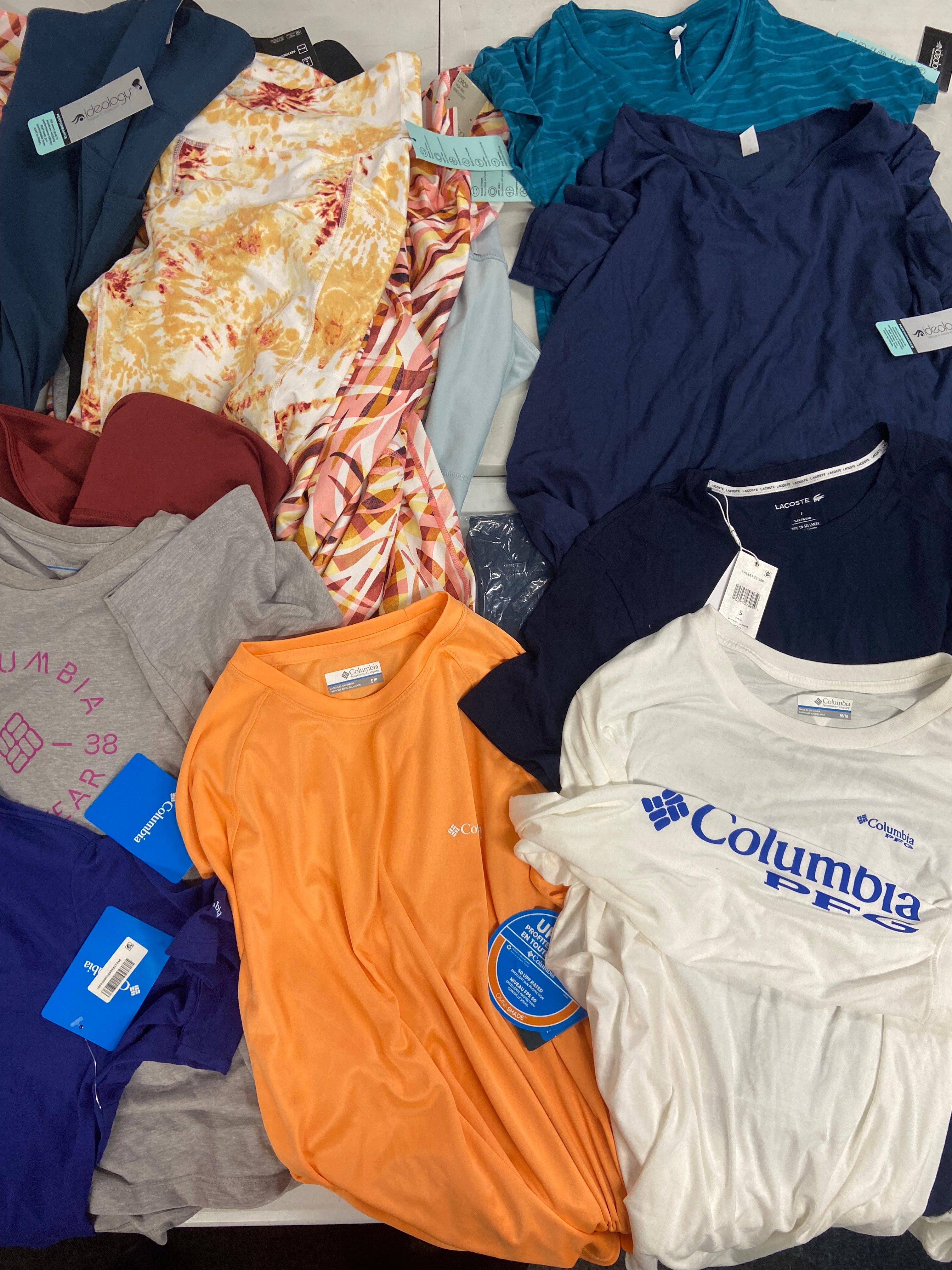 Women's Clothing Activewear and more Wholesale Lot, LACOSTE, COLUMBIA, IDEOLOGY, 16 items, Shelf Pulls, MSRP $529