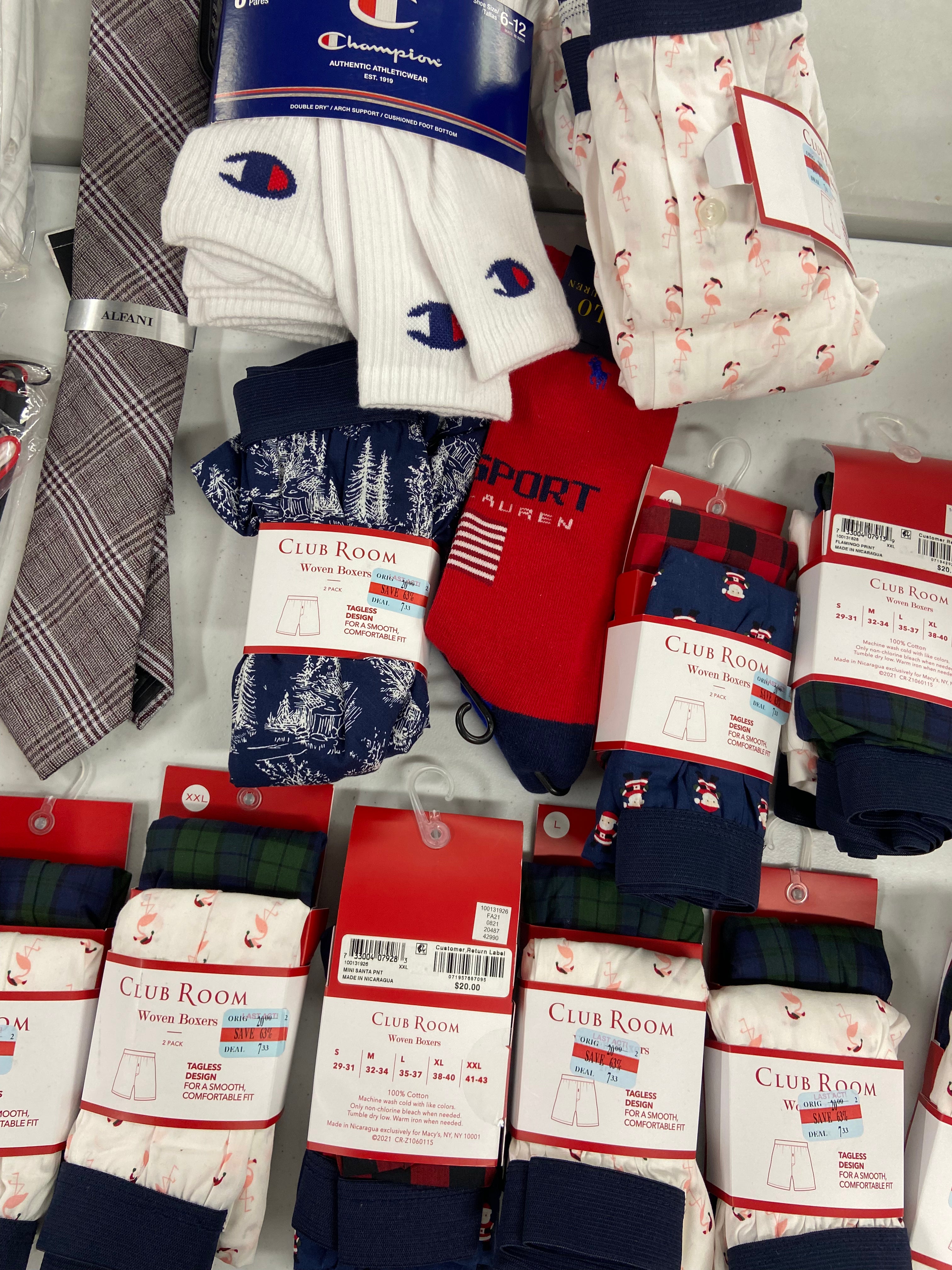 Men's UNDERWEAR, ACCESSORIES & Others Wholesale Lot, POLO RALPH LAUREN, KENZO, CHAMPION, COLE HAAN, CLUBROOM and more, 23 items, Shelf Pulls, MSRP $759