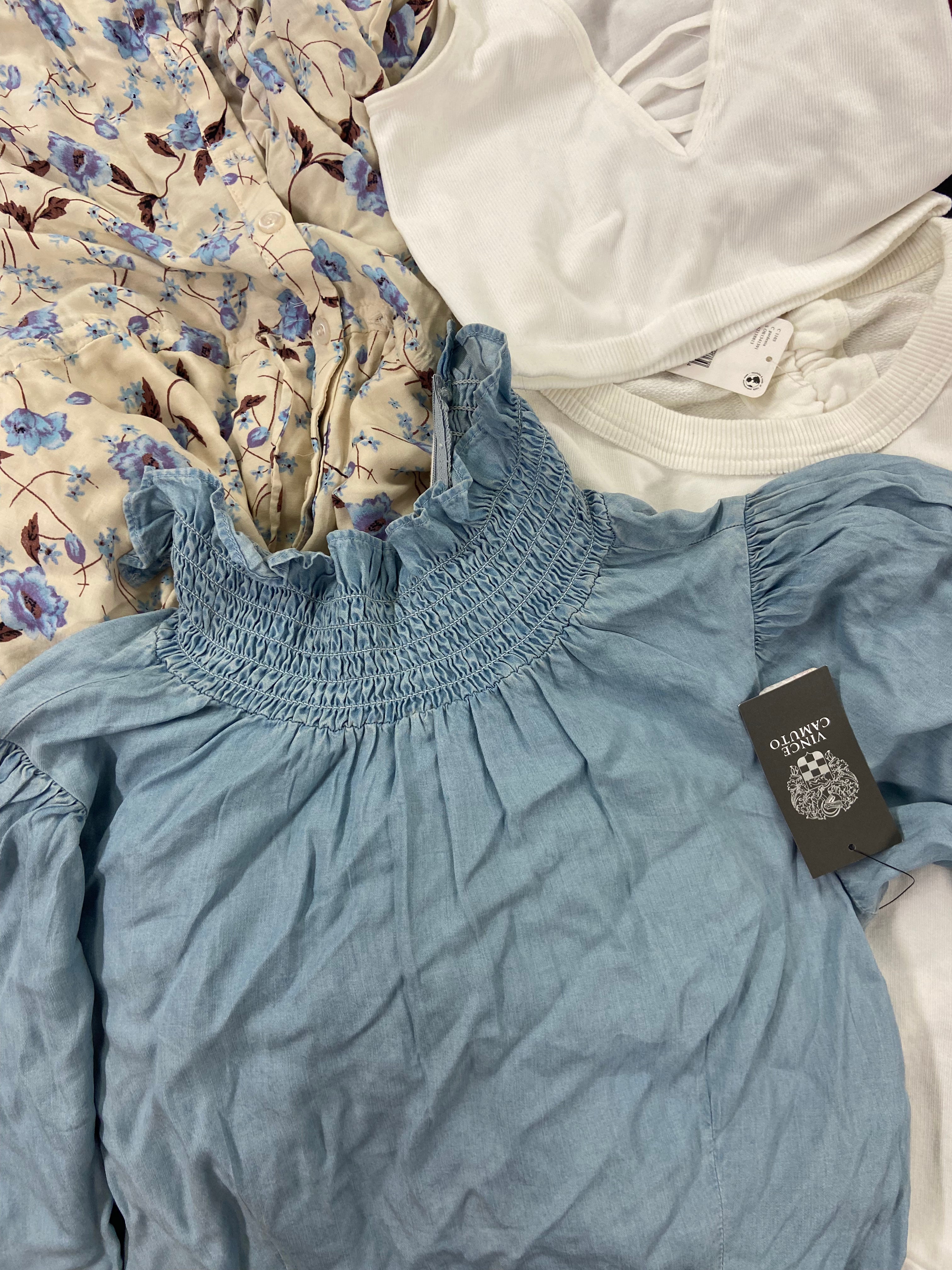 Women's Clothing Assorted Wholesale Lot, LUCKY BRAND, FREE PEOPLE, VINCE CAMUTO, CECE, K-DEER, ENYA CORTA and more, 16 items, Shelf Pulls, MSRP $841