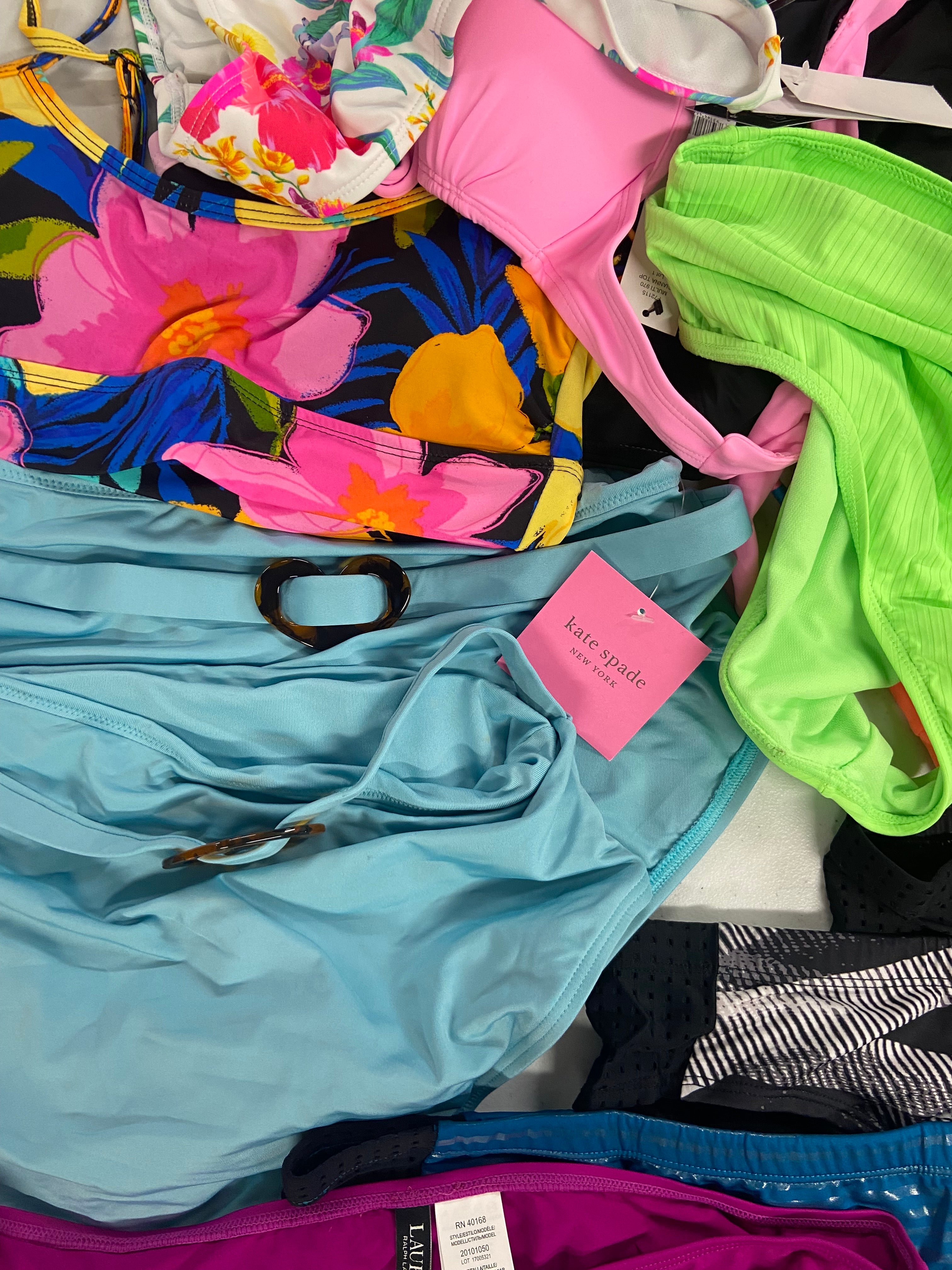 Women's Swimwear Wholesale Lot, LAUREN RALPH LAUREN, NIKE, ROXY, KATE SPADE, LA MODA, SOLUNA and more, 24 items, Shelf Pulls, MSRP $926
