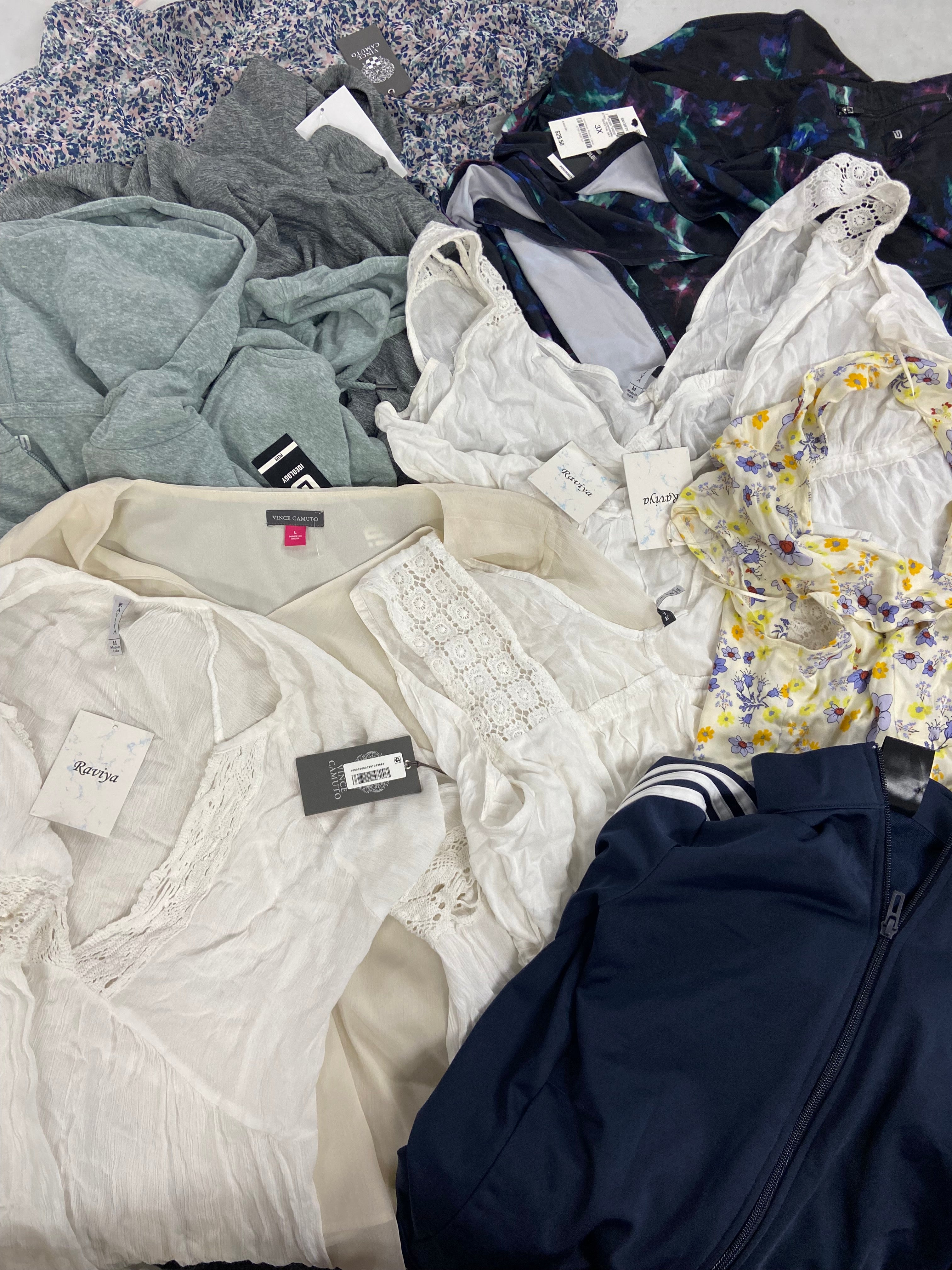 Women's Clothing Assorted Wholesale Lot, ADIDDAS, SKECHERS, VINCE CAMUTO, RAVIYA and more, 11 items, Shelf Pulls, MSRP $687