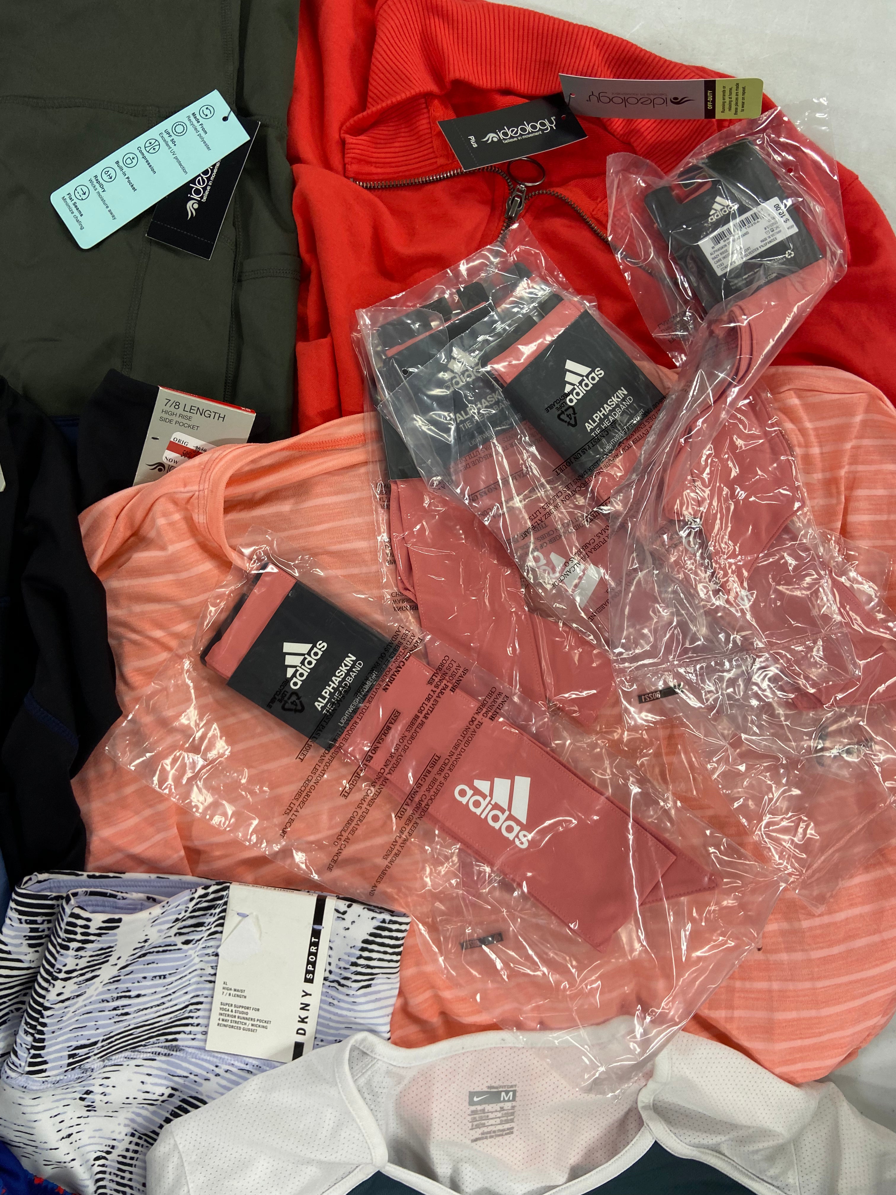 Women's Activewear Clothing Wholesale Lot, UNDER ARMOUR, NIKE, COLUMBIA, ADIDAS, IDEOLOGY, 25 items, Shelf Pulls, MSRP $728