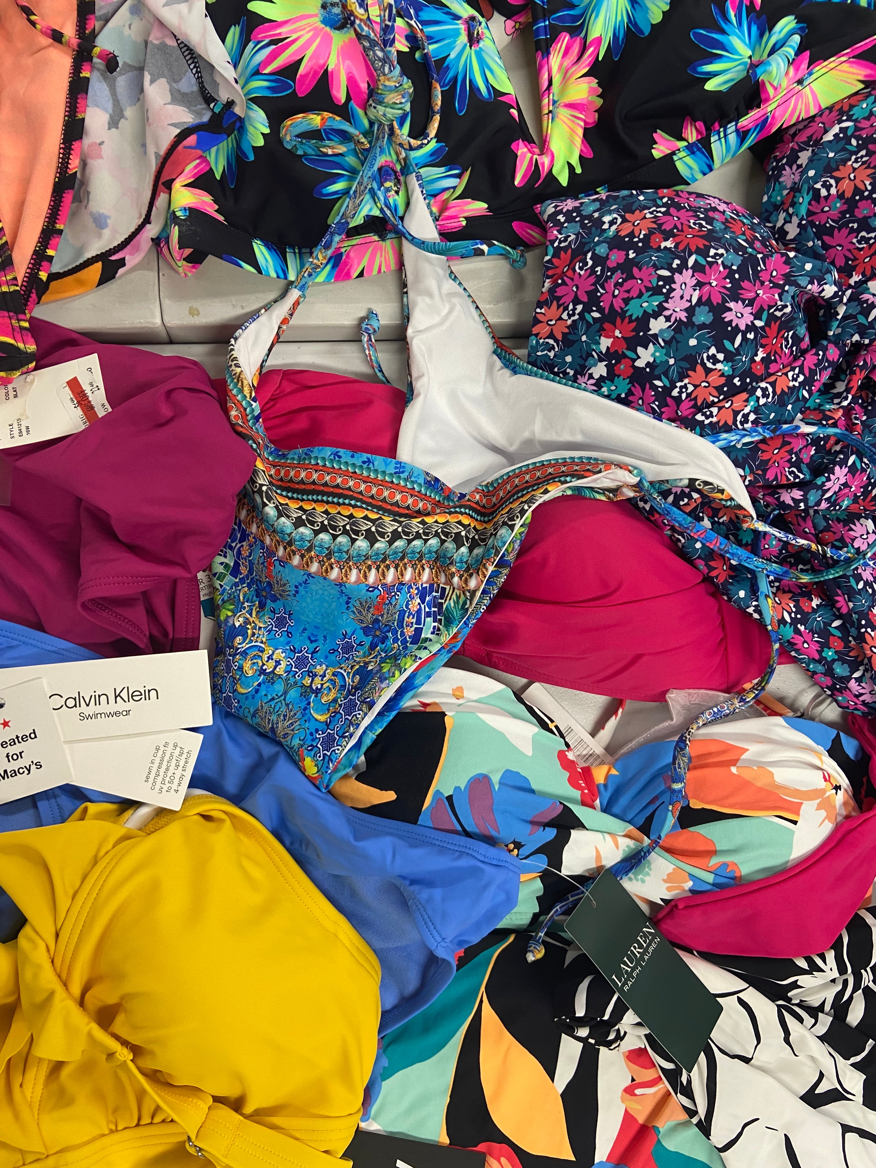 Women's Swimwear Wholesale Lot, LA BLANCA, CALVIN KLEIN, LAUREN RALPH LAUREN, DKNY, ANNE COLE and more, 15 items, Shelf Pulls, MSRP $769