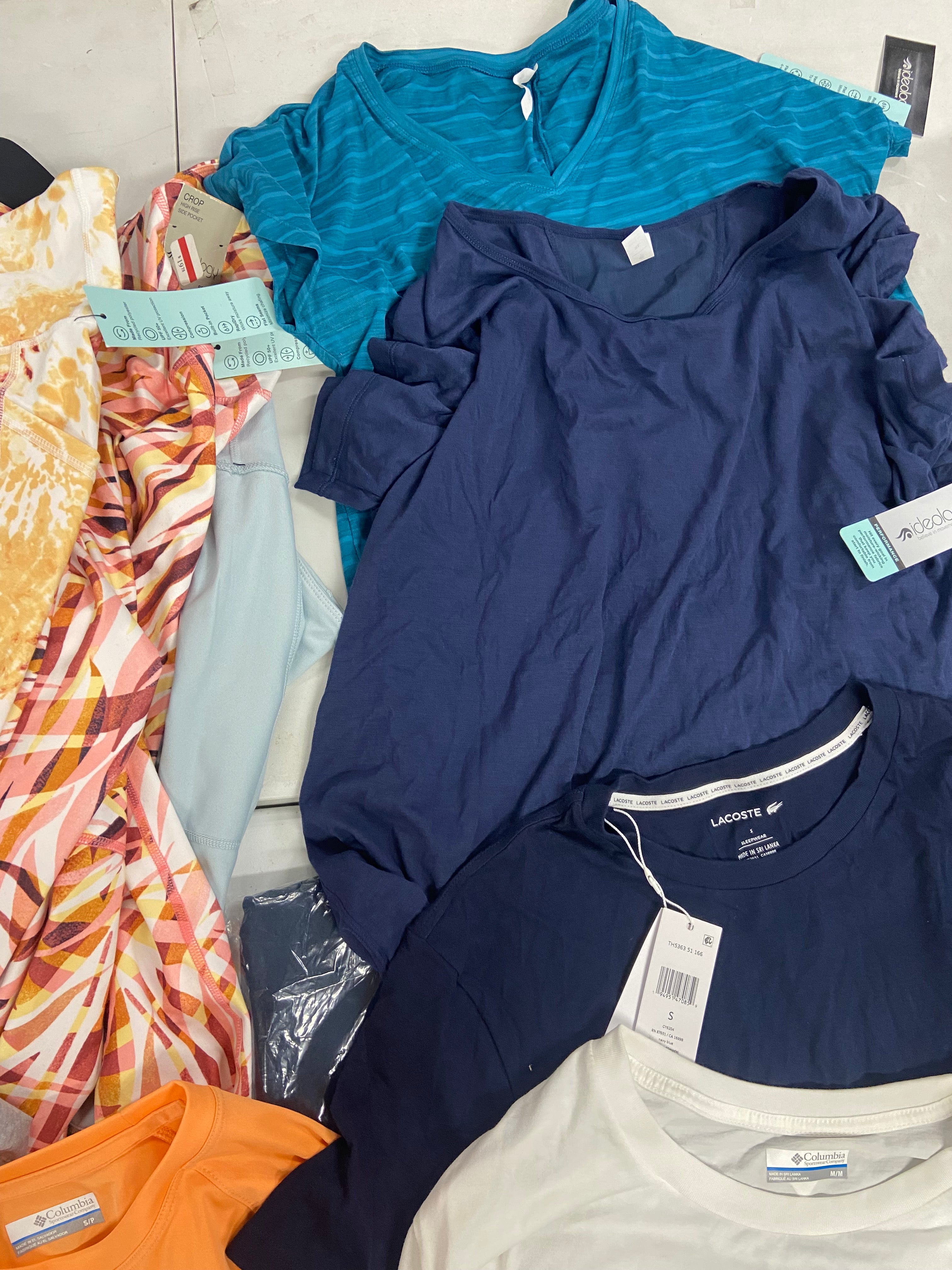 Women's Clothing Activewear and more Wholesale Lot, LACOSTE, COLUMBIA, IDEOLOGY, 16 items, Shelf Pulls, MSRP $529