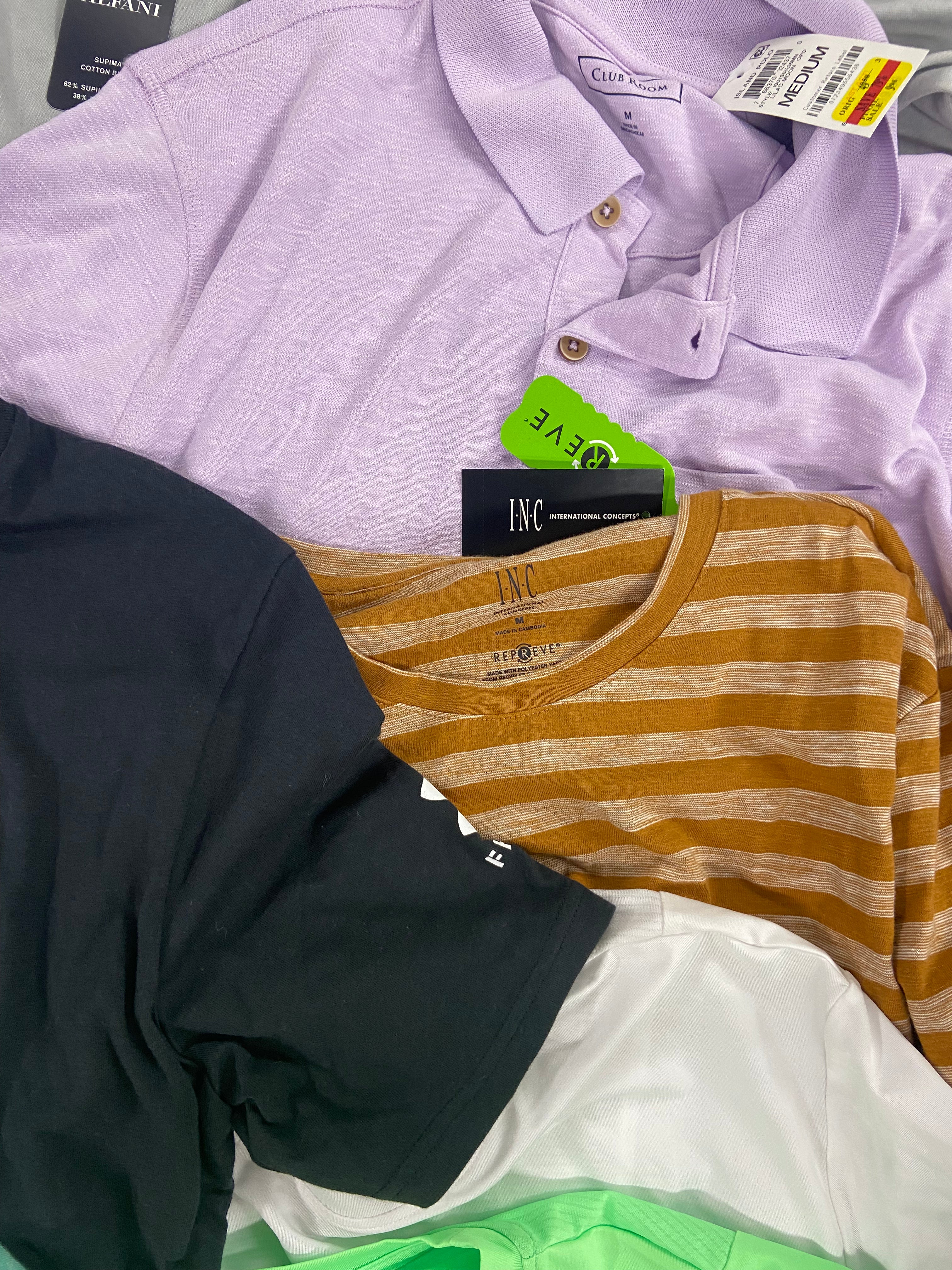 Men's Clothing Tops Wholesale Lot, POLO RALPH LAUREN, PGA TOUR, UNDER ARMOUR, CALVIN KLEIN, BASS HYBRID, ALFANI and more, 17 items, Shelf Pulls, MSRP $755