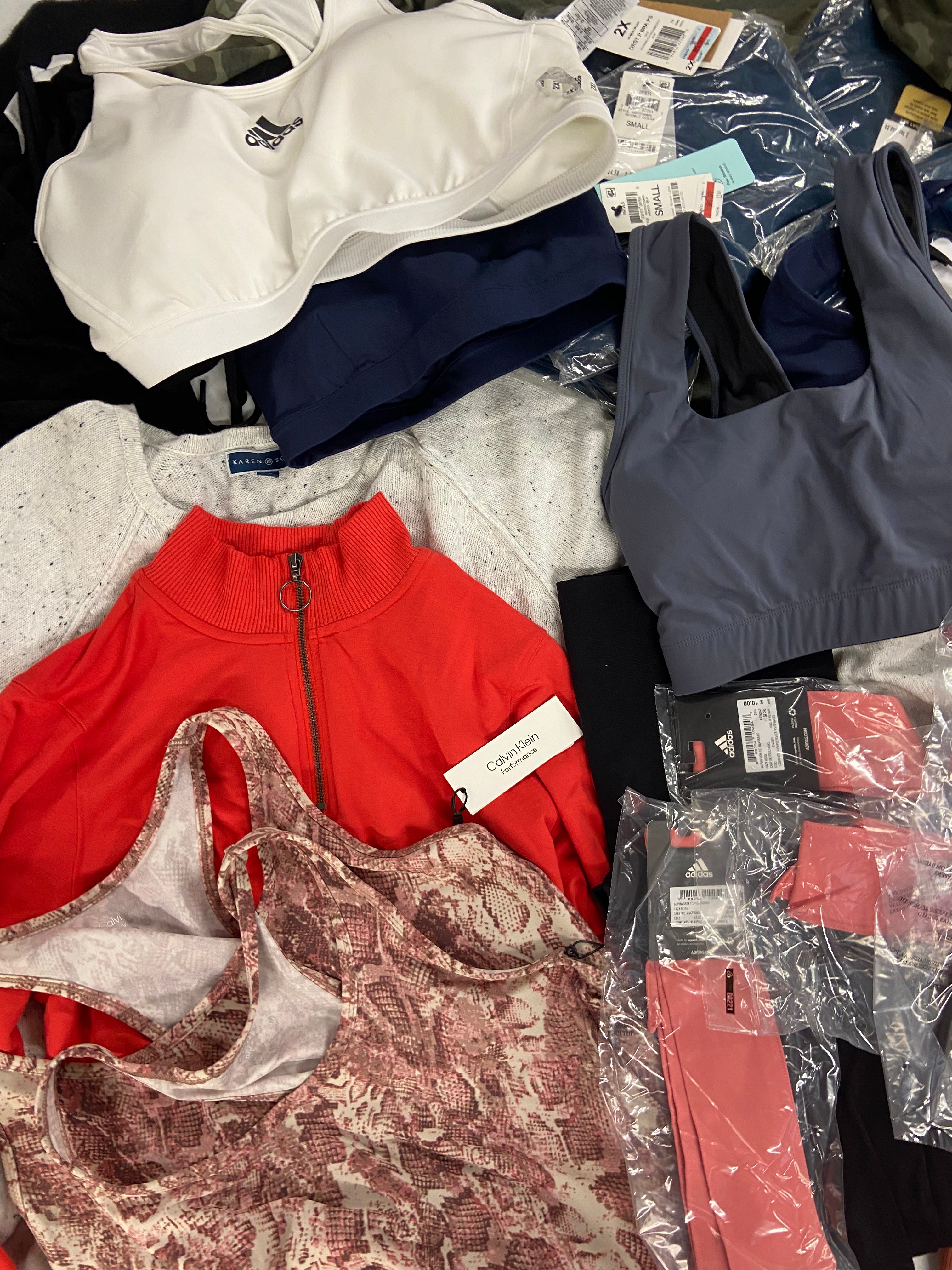 Women's Clothing Activewear & Others, Wholesale Lot, ADIDAS, CK PERFORMANCE, LEONISA, IDEOLOGY and more, 25 items, Shelf Pulls, MSRP $808