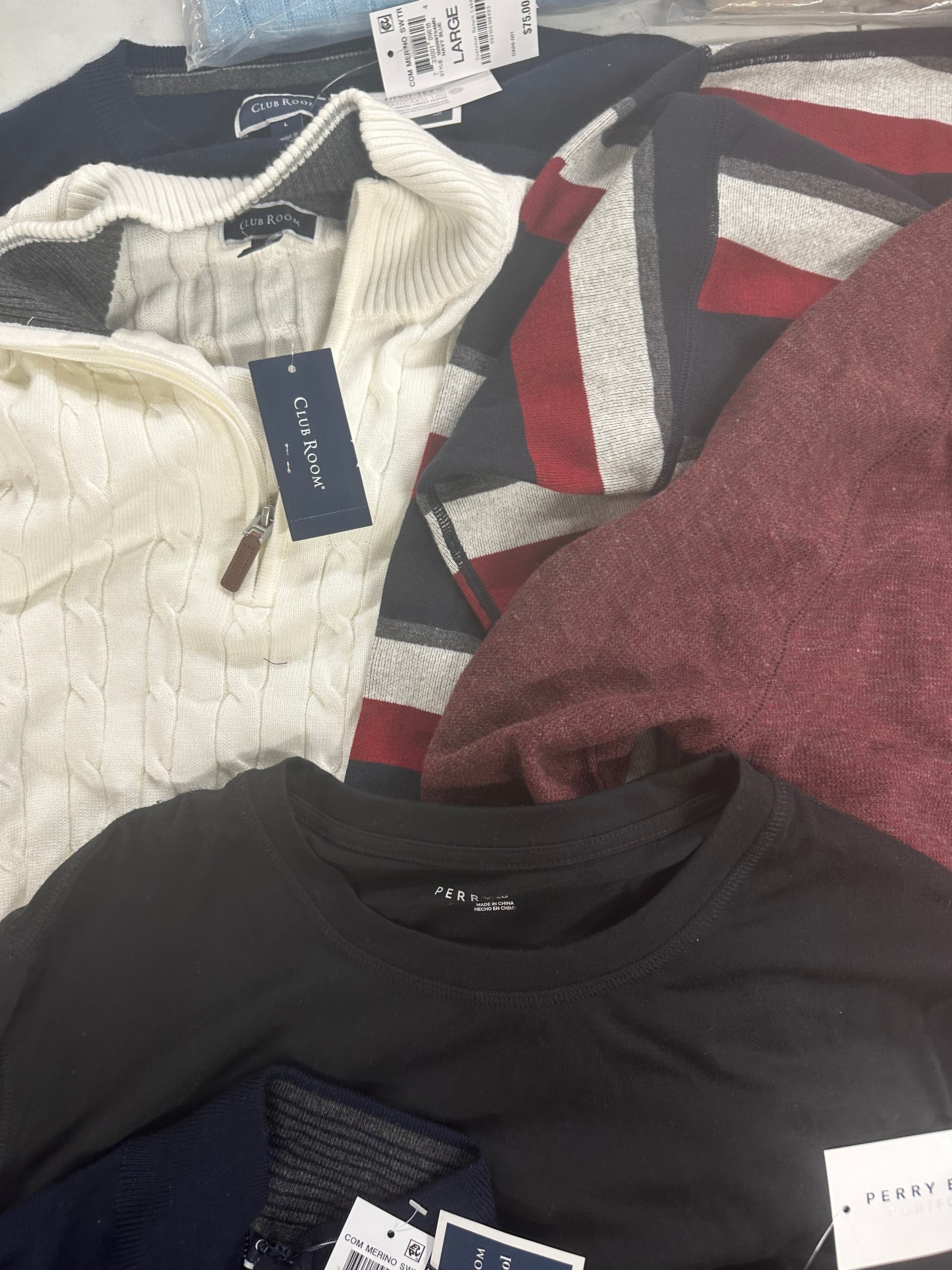 Men's Clothing Sweaters & Others, Wholesale Lot, BANANA REPUBLIC, PERRY ELLIS, CLUB ROOM, 10 items, Shelf Pulls, MSRP $646