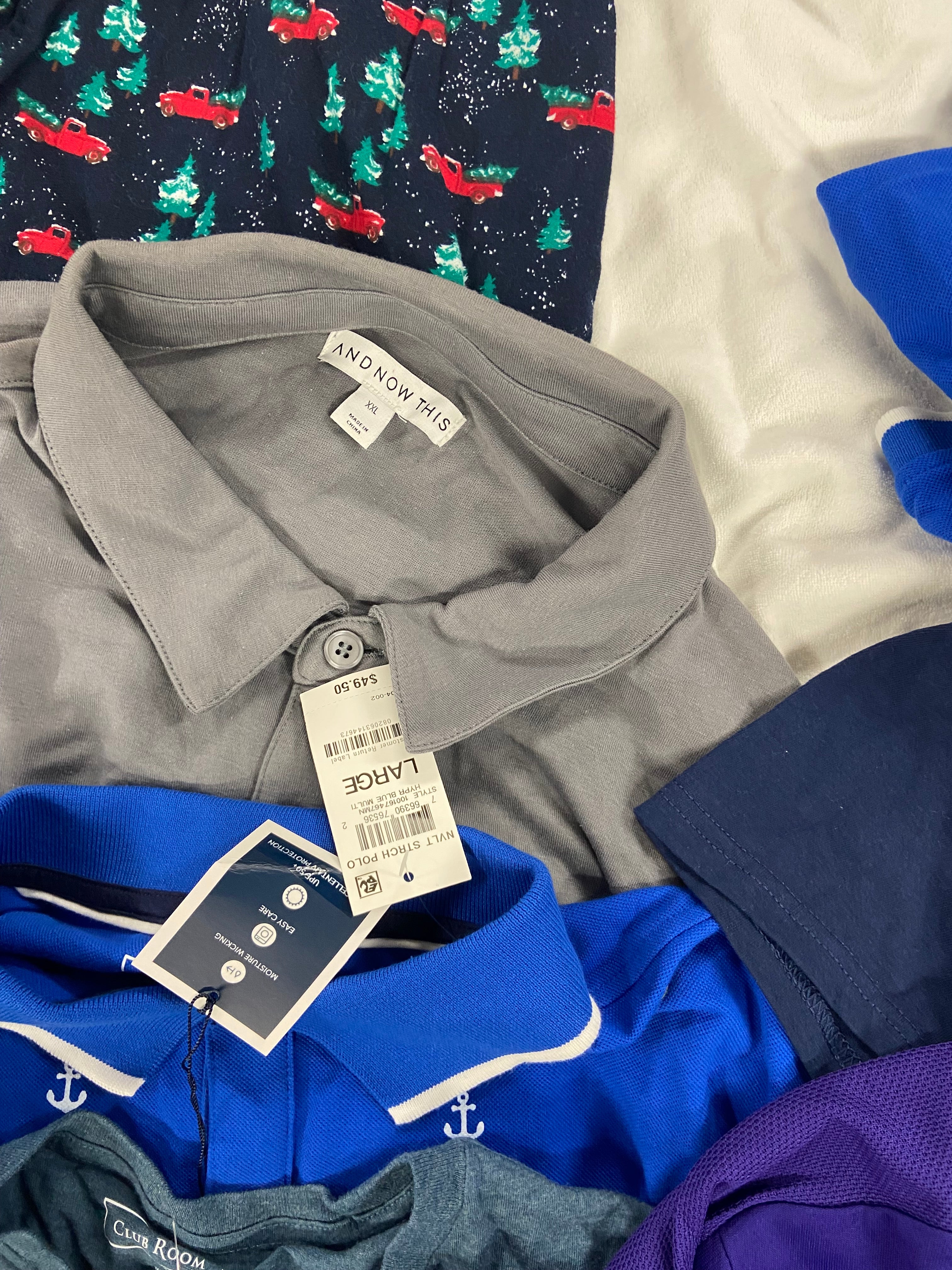 Men's Clothing Tops ADIDAS, COLUMBIA, KARL LAGERFELD, CLUB ROOM and more, Wholesale Lot 11 items, Shelf Pulls, MSRP $527