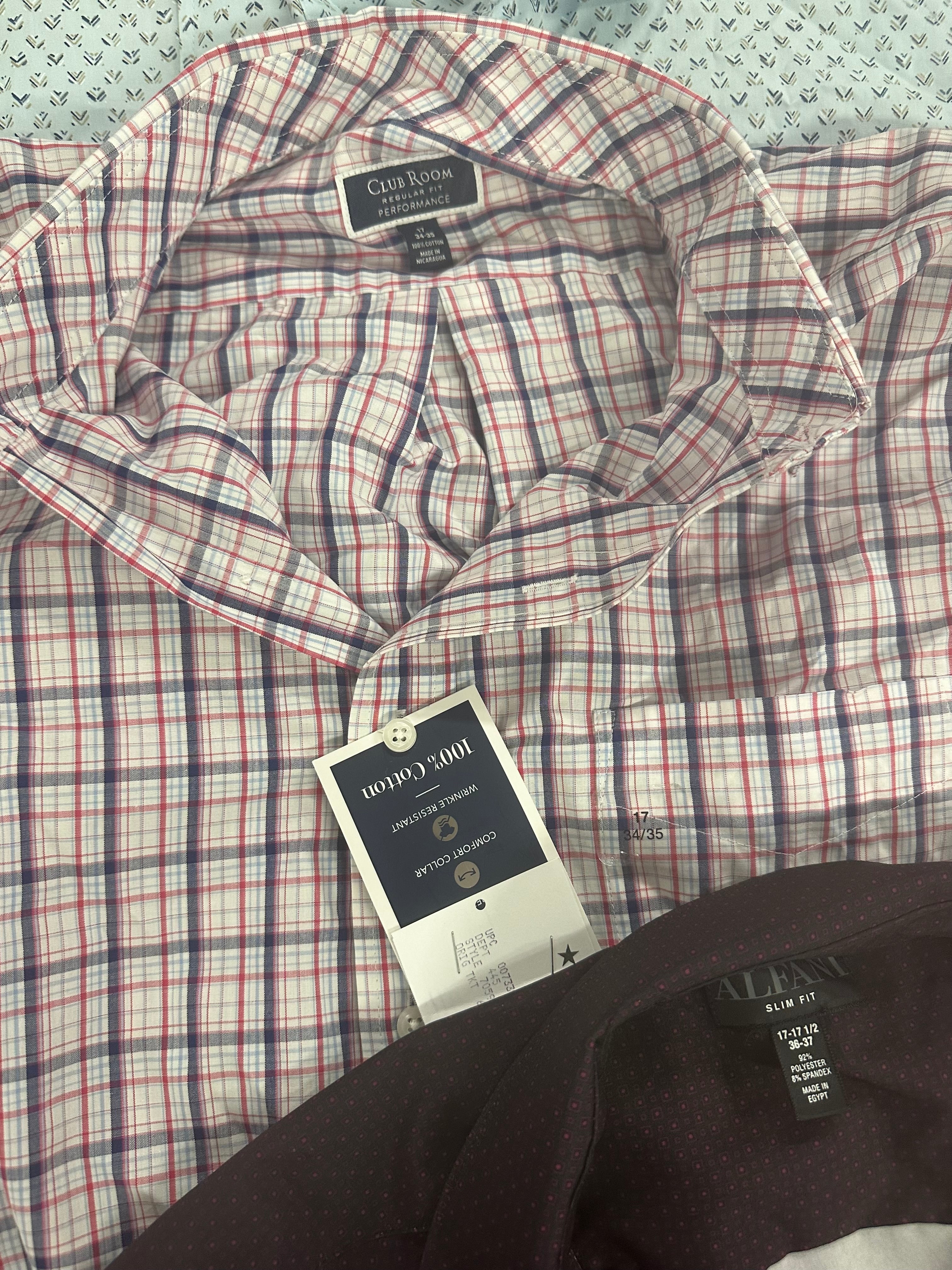 Men's Clothing Button Down Shirts Wholesale Lot, CLUB ROOM, ALFANI, 7 items, Shelf Pulls, MSRP $359