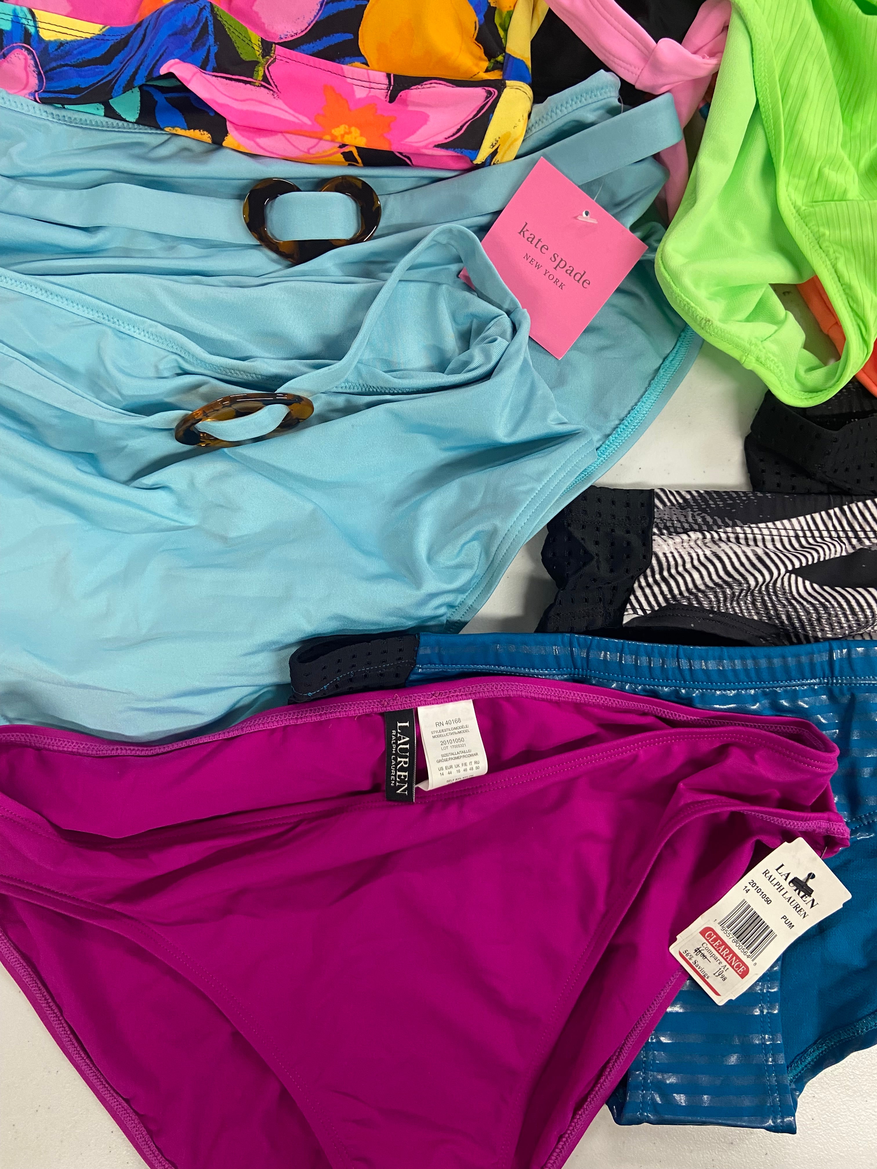 Women's Swimwear Wholesale Lot, LAUREN RALPH LAUREN, NIKE, ROXY, KATE SPADE, LA MODA, SOLUNA and more, 24 items, Shelf Pulls, MSRP $926