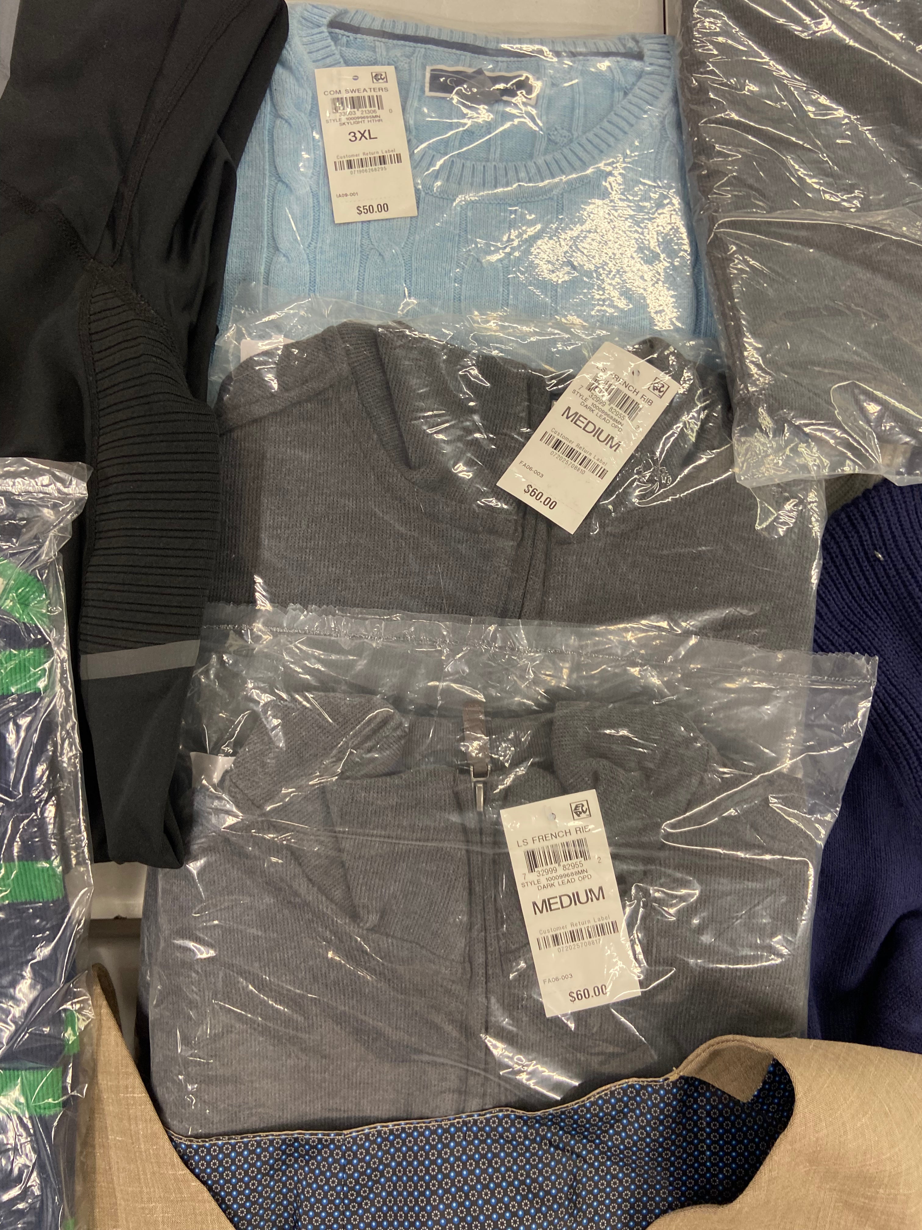 Men's Clothing Sweaters & Others, Wholesale Lot, LAUREN RALPH LAUREN, ADIDAS, EDDIE BAUER, SPYDER, CLUB ROOM and more, 11 items, Shelf Pulls, MSRP $710