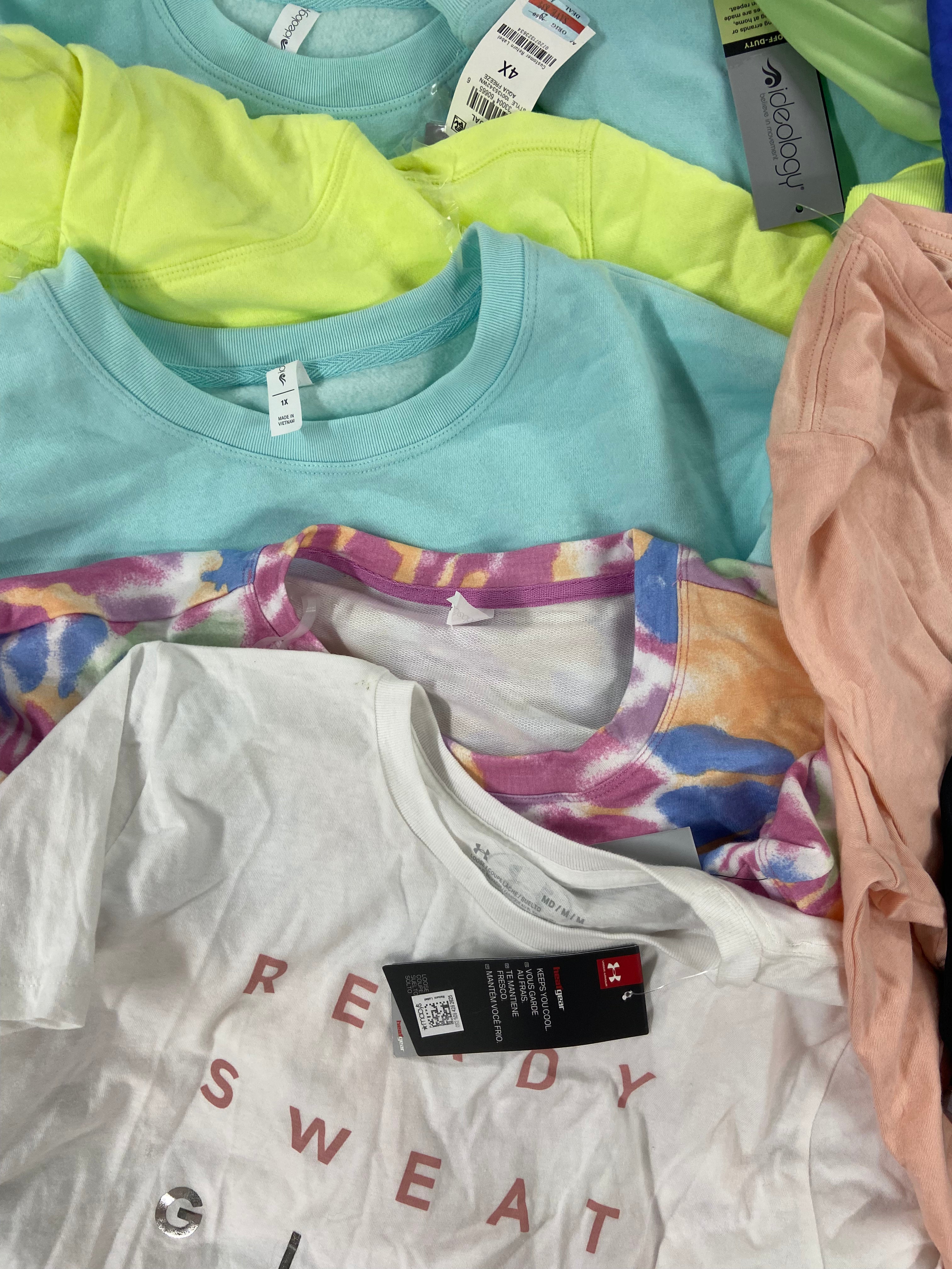 Women's Clothing Activewear Wholesale Lot, COLUMBIA, NIKE, SKECHERS, UNDER ARMOUR, DKNY and more, 17 items, Shelf Pulls, MSRP $545