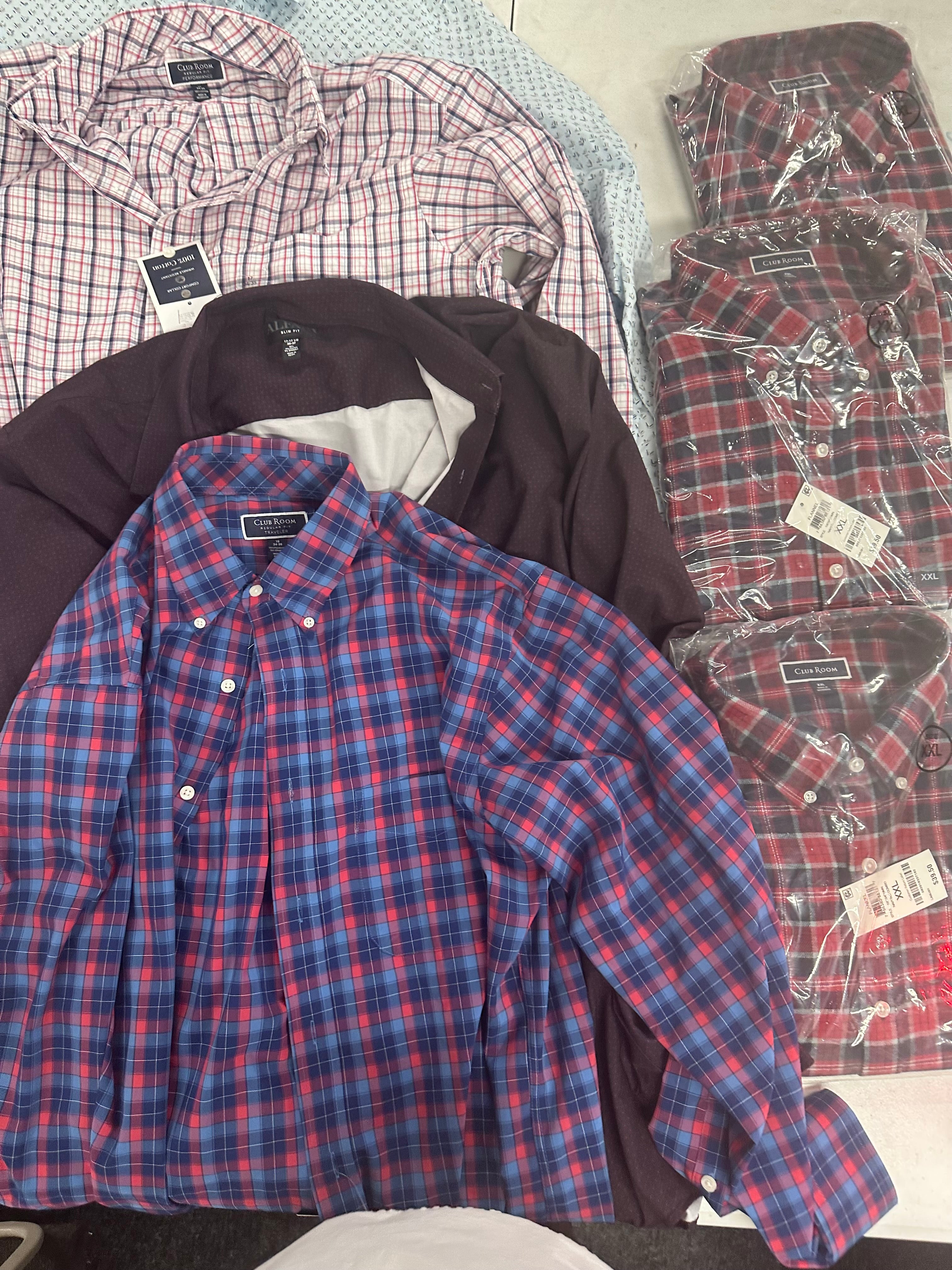Men's Clothing Button Down Shirts Wholesale Lot, CLUB ROOM, ALFANI, 7 items, Shelf Pulls, MSRP $359