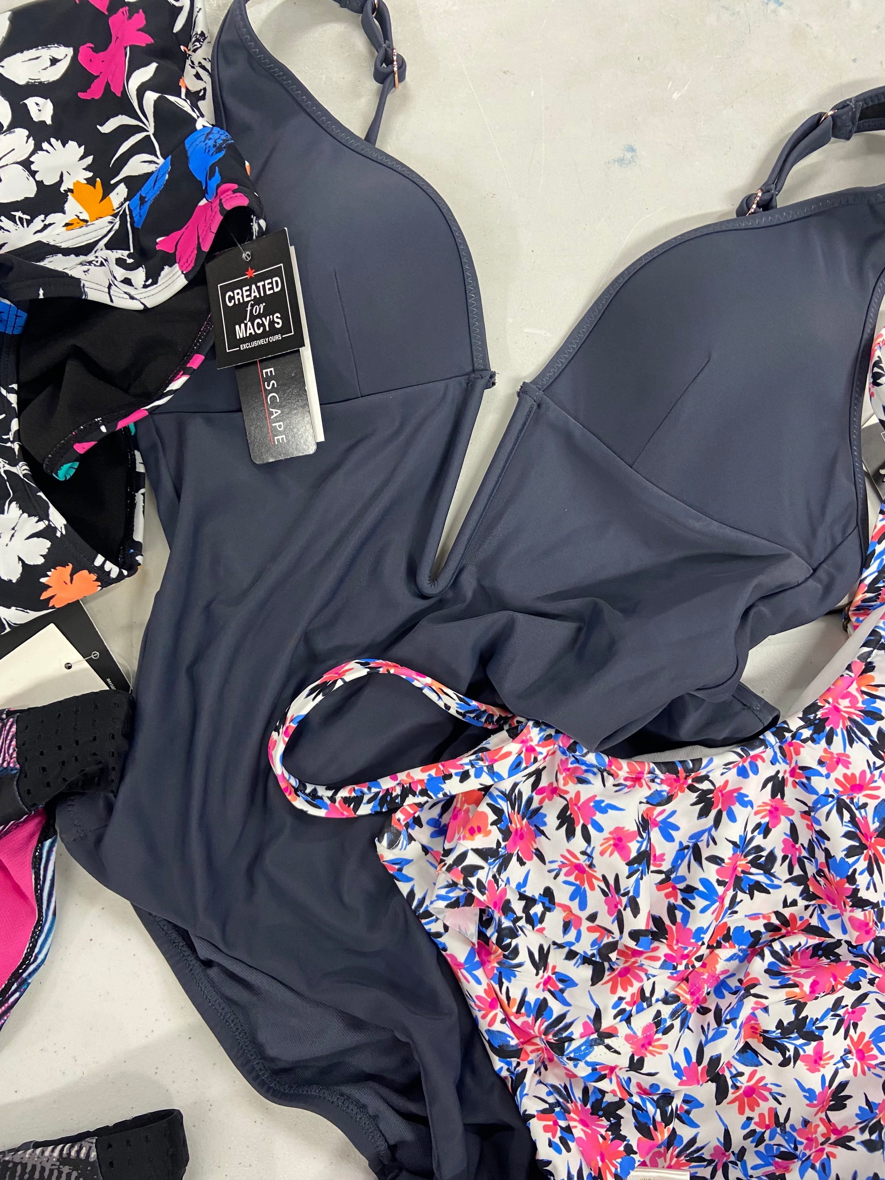 Women's Swimwear Wholesale Lot, NIKE, BAR III, ISLAND ESCAPE, 1 STATE, ANNE COLE, 8 items, Shelf Pulls, MSRP $482