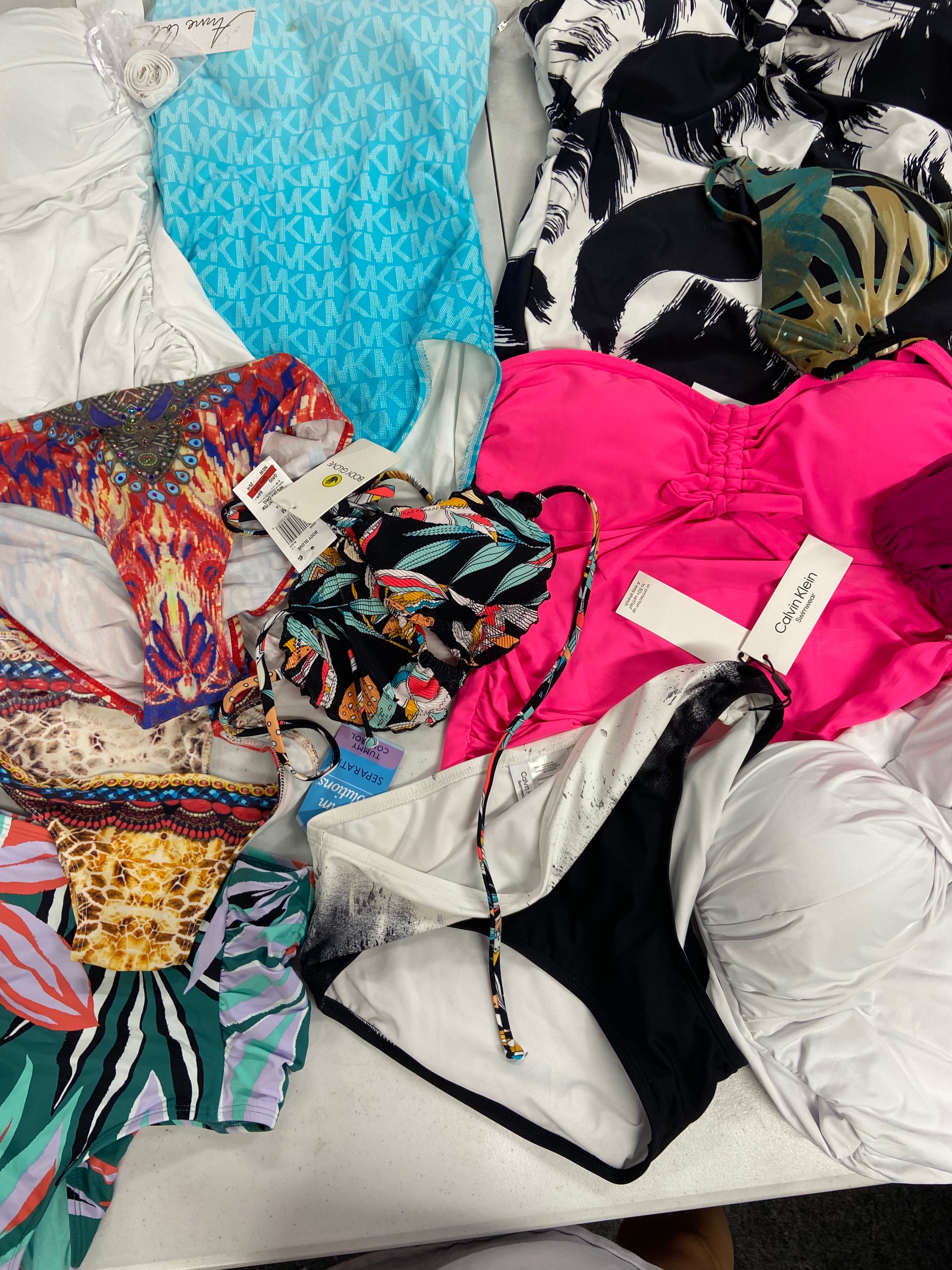 Women's Swimwear Wholesale Lot, CALVIN KLEIN, DKNY, SWIM SOLUTIONS, VINCE CAMUTO, ANNE COLE and more, 12 items, Shelf Pulls, MSRP $787